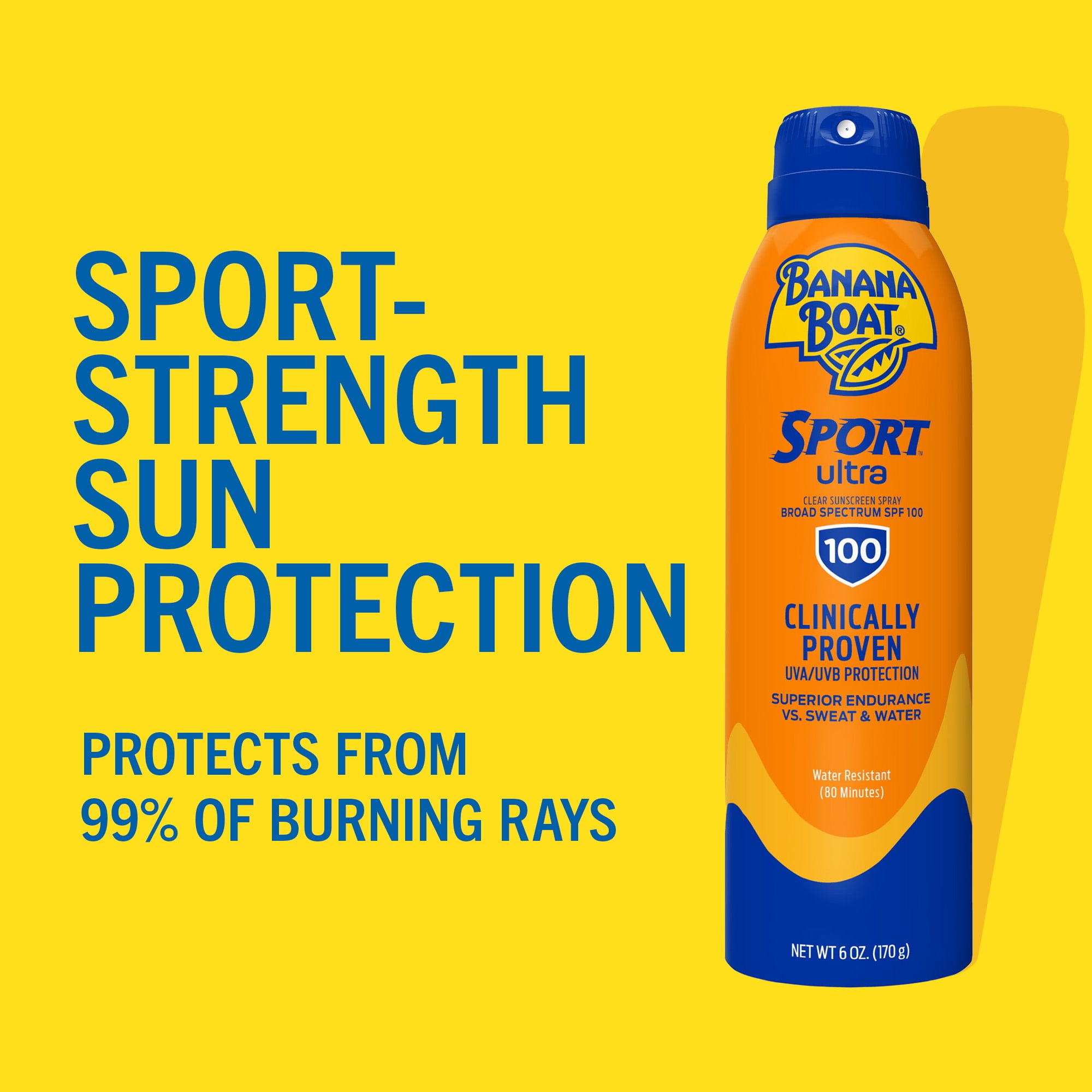 Banana Boat Sport Ultra SPF 100 Sunscreen Spray, High-Performance Broad Spectrum Sunblock (Clear, 6 oz) 9incd