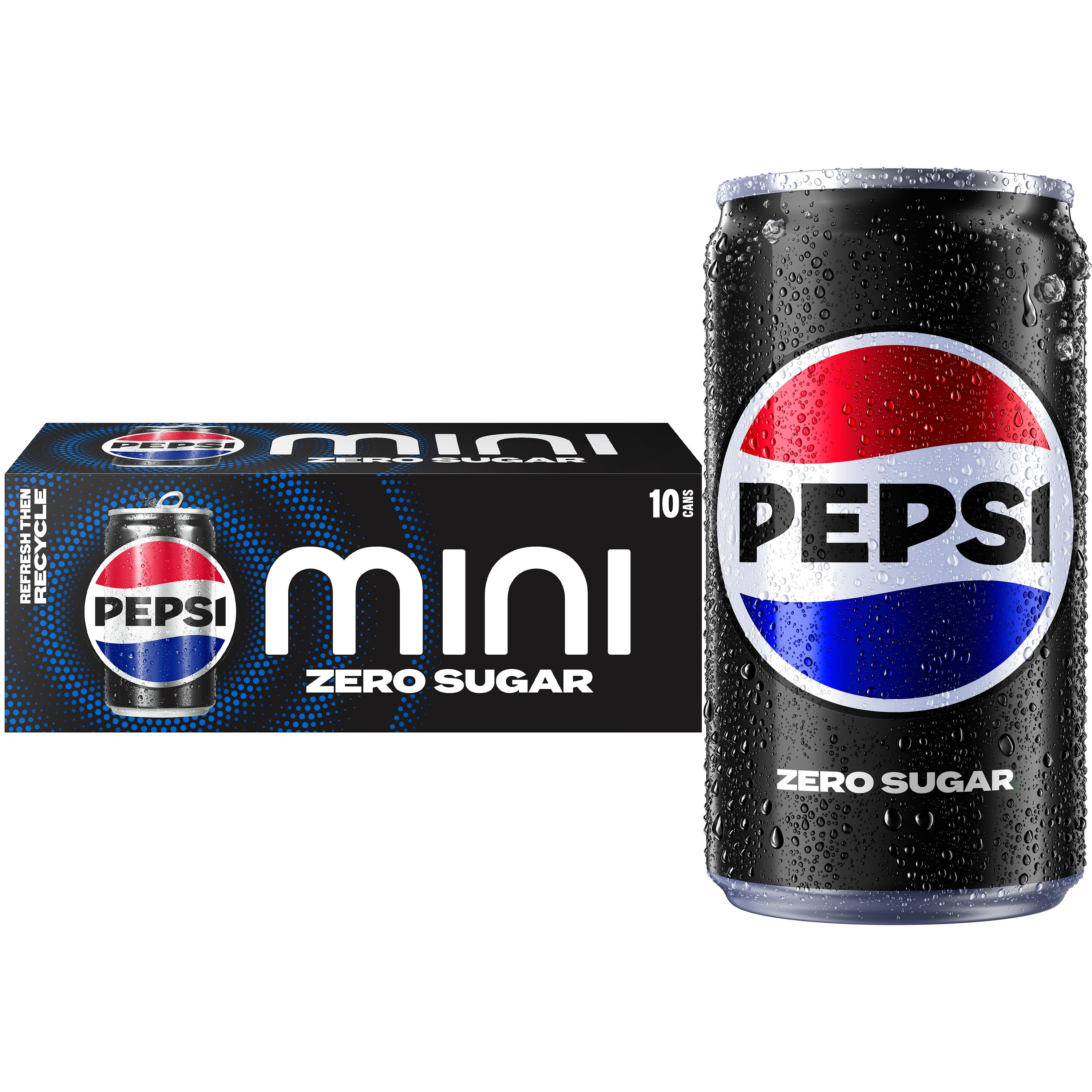 Pepsi Zero Sugar Cola Soda, Refreshing Zero Calorie Beverage (10 Pack, 7.5 fl oz) 3egat