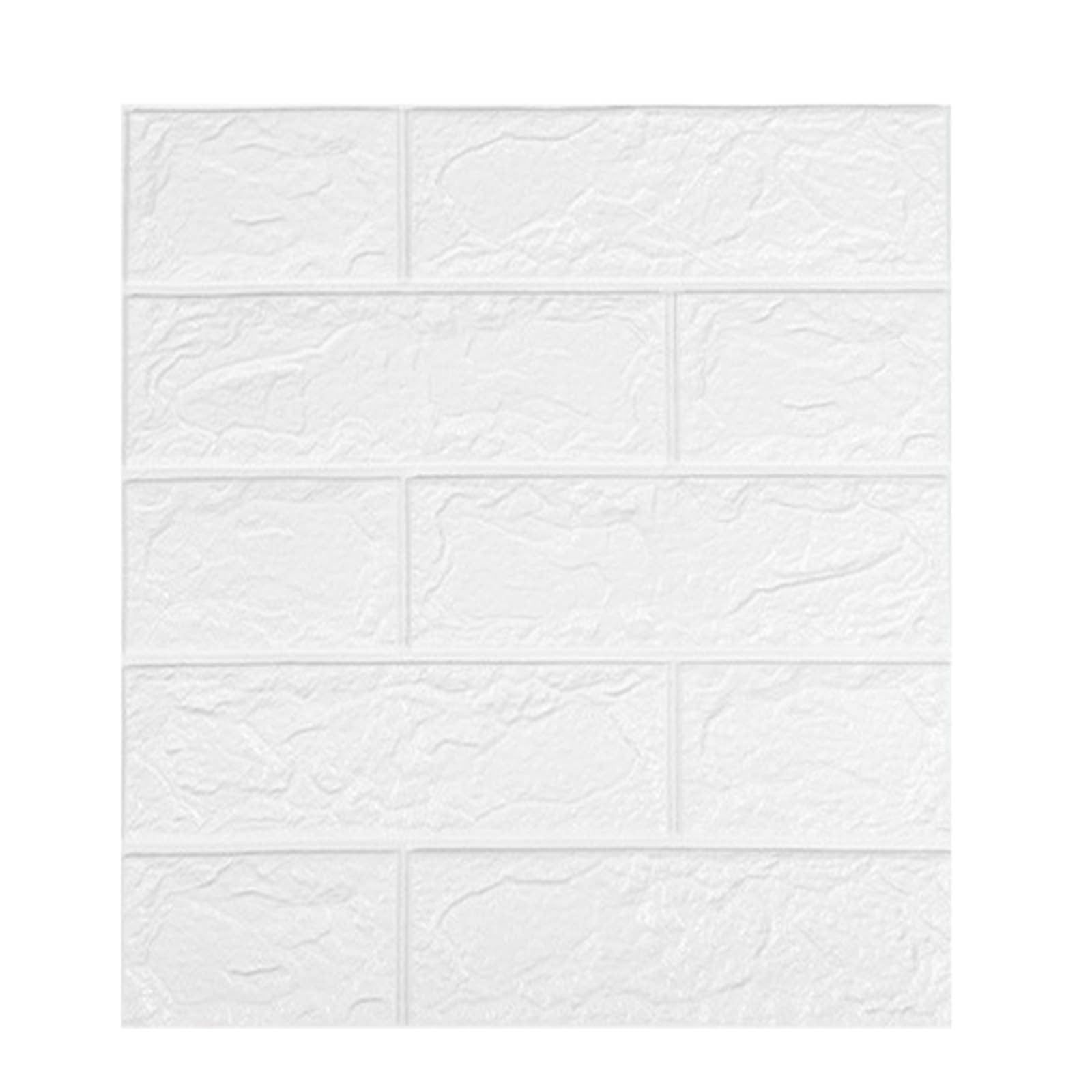 Pompotops 3D Brick Wall Panels Peel and Stick Foam Wallpaper for Home Decor (White, 2 Pack) spwdb