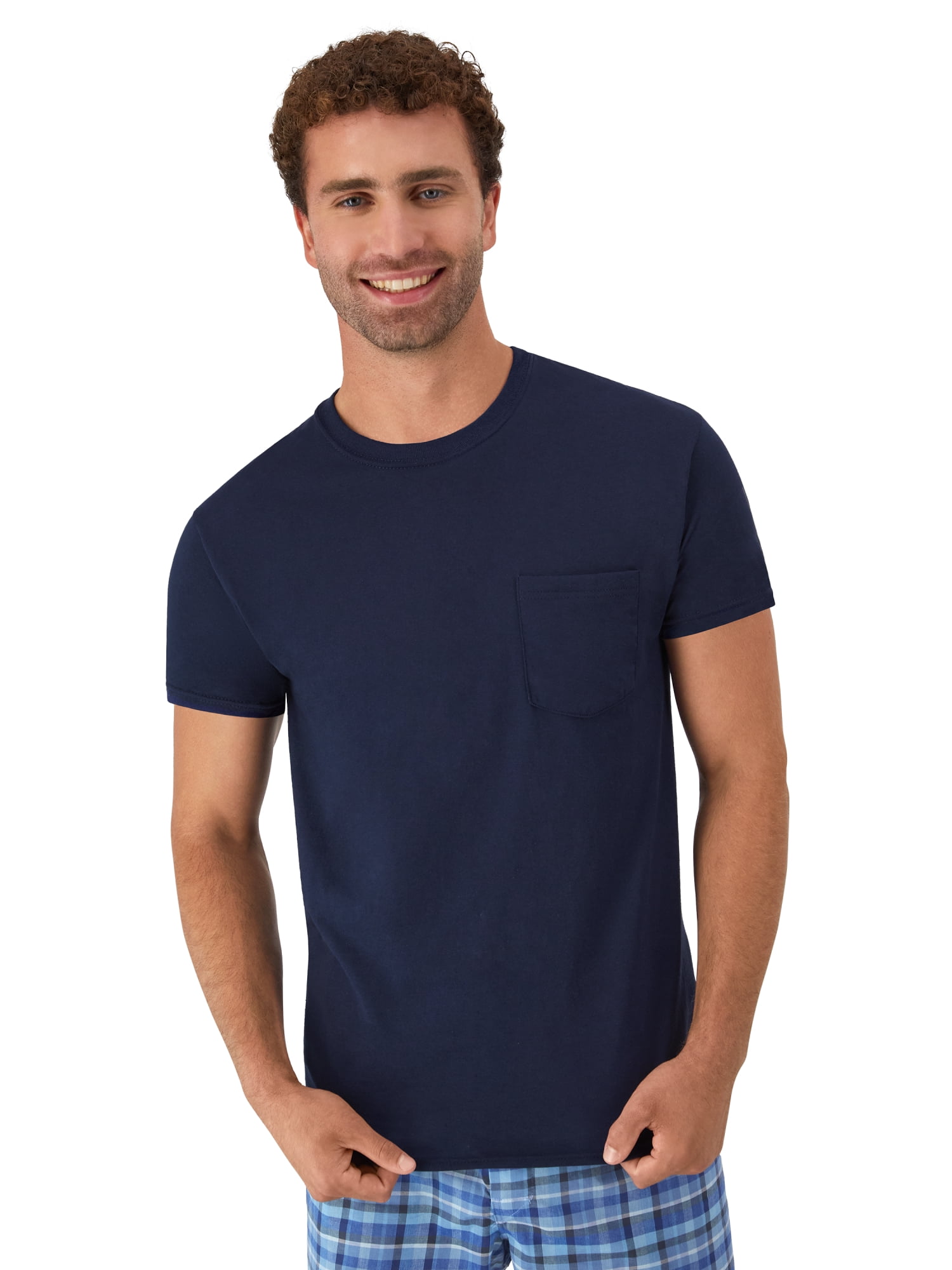 Hanes Men's Pocket T-Shirt Undershirts Moisture-Wicking Crew Neck (Grey, XL, 6 Pack) vad4h