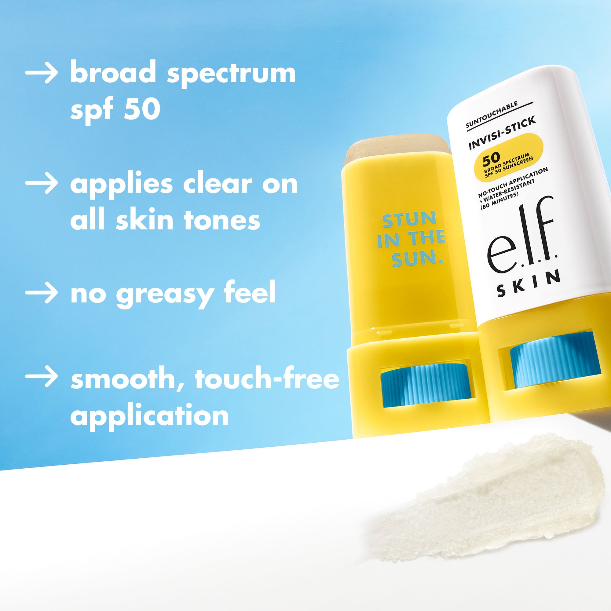 e.l.f. Cosmetics Suntouchable Invisi-Stick SPF 50 Broad Spectrum Sunscreen (Clear, 0.63 oz) qgkb4