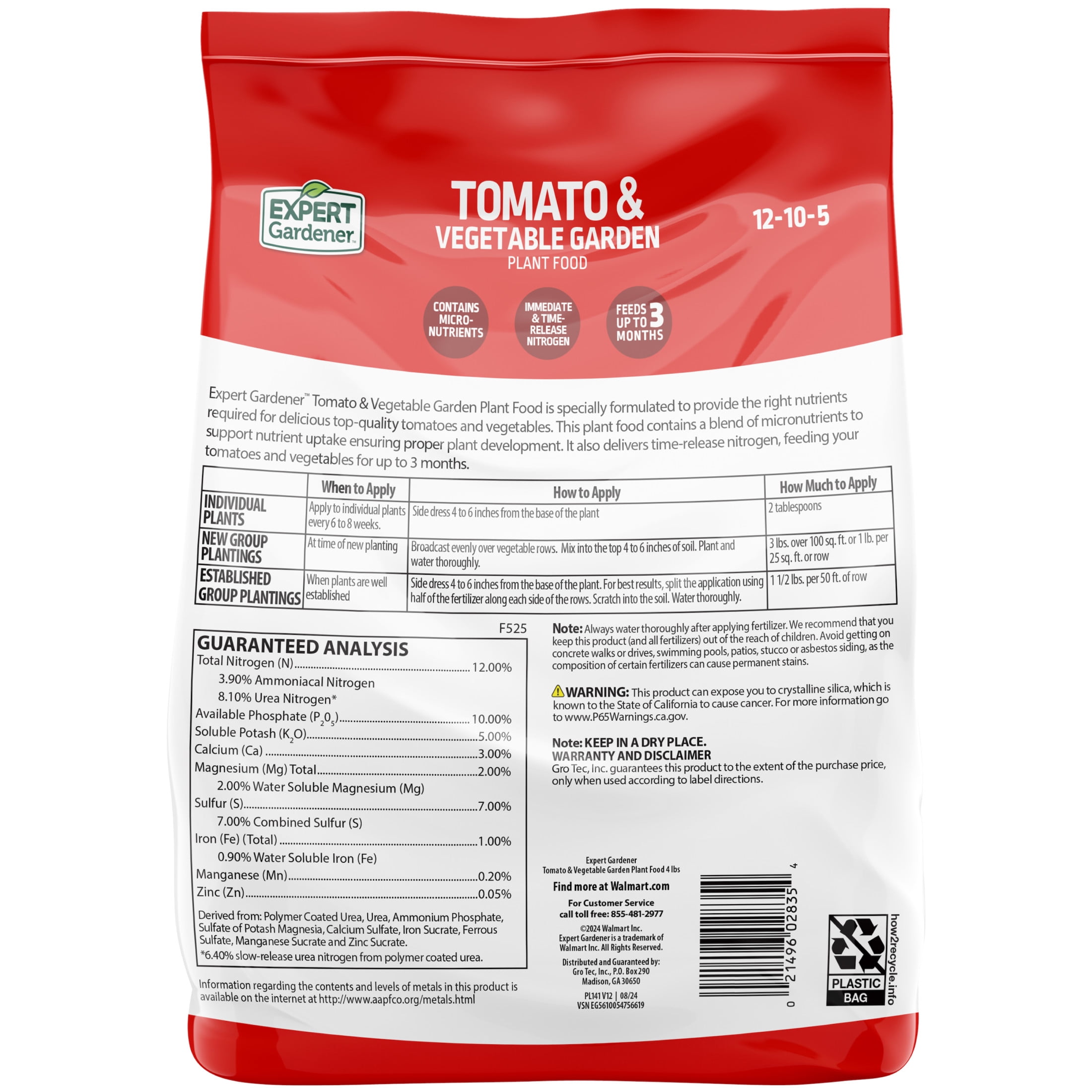 Expert Gardener Tomato & Vegetable Plant Food Fertilizer (12-10-5, 4 lb) xrgft