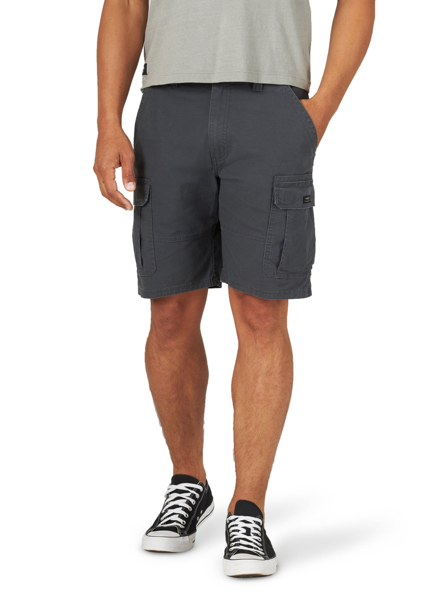Wrangler Men's Stretch Cargo Shorts Durable Flex Fit Utility Pockets (Black, 10 in Inseam) 466m8