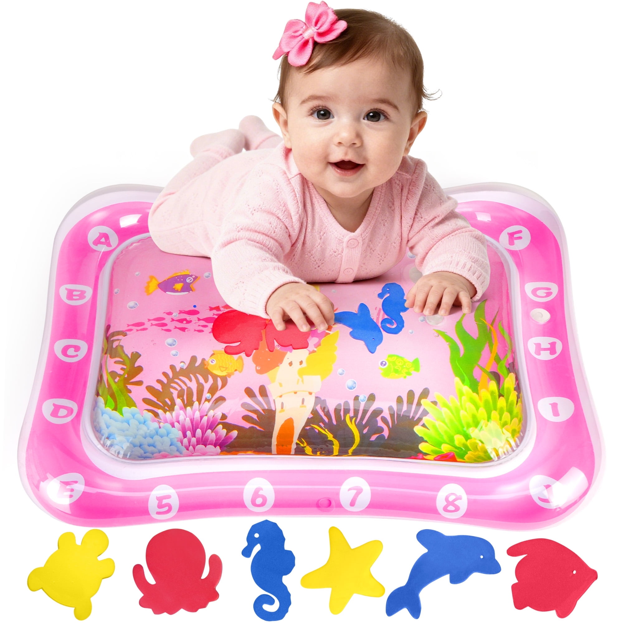 LotFancy Inflatable Tummy Time Water Play Mat for Infants and Toddlers (Pink, 26 in x 20 in) dok8t