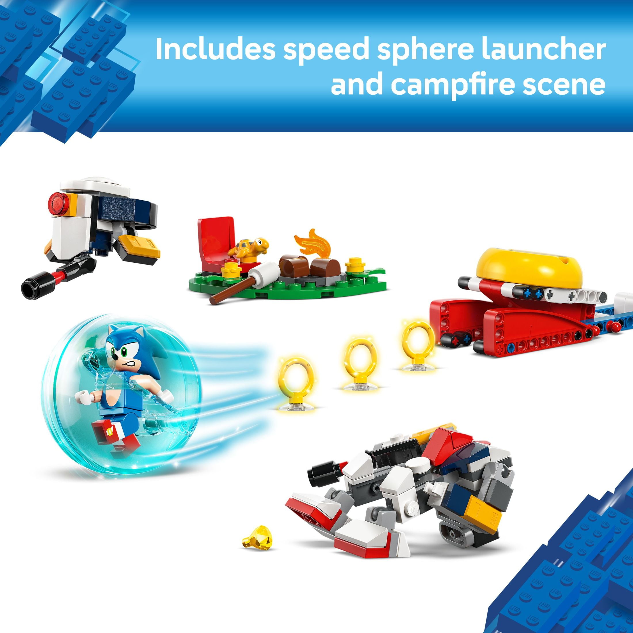 LEGO Sonic the Hedgehog Sonic's Campfire Clash Building Set with Speed Sphere Launcher (Multi-color, 177 Pieces) p9oko
