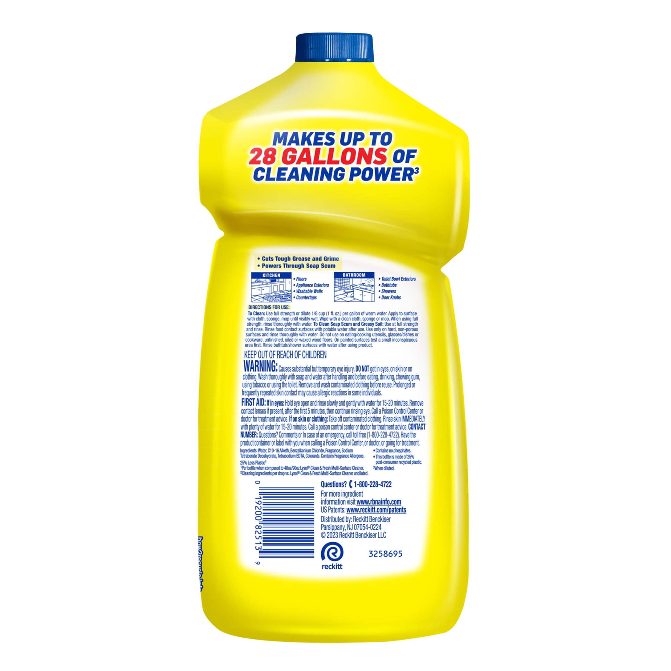Lysol Multi-Surface Disinfectant Cleaner, Concentrated Floor & Kitchen Solution (Lemon & Sunflower, 28 fl oz) h6bzc
