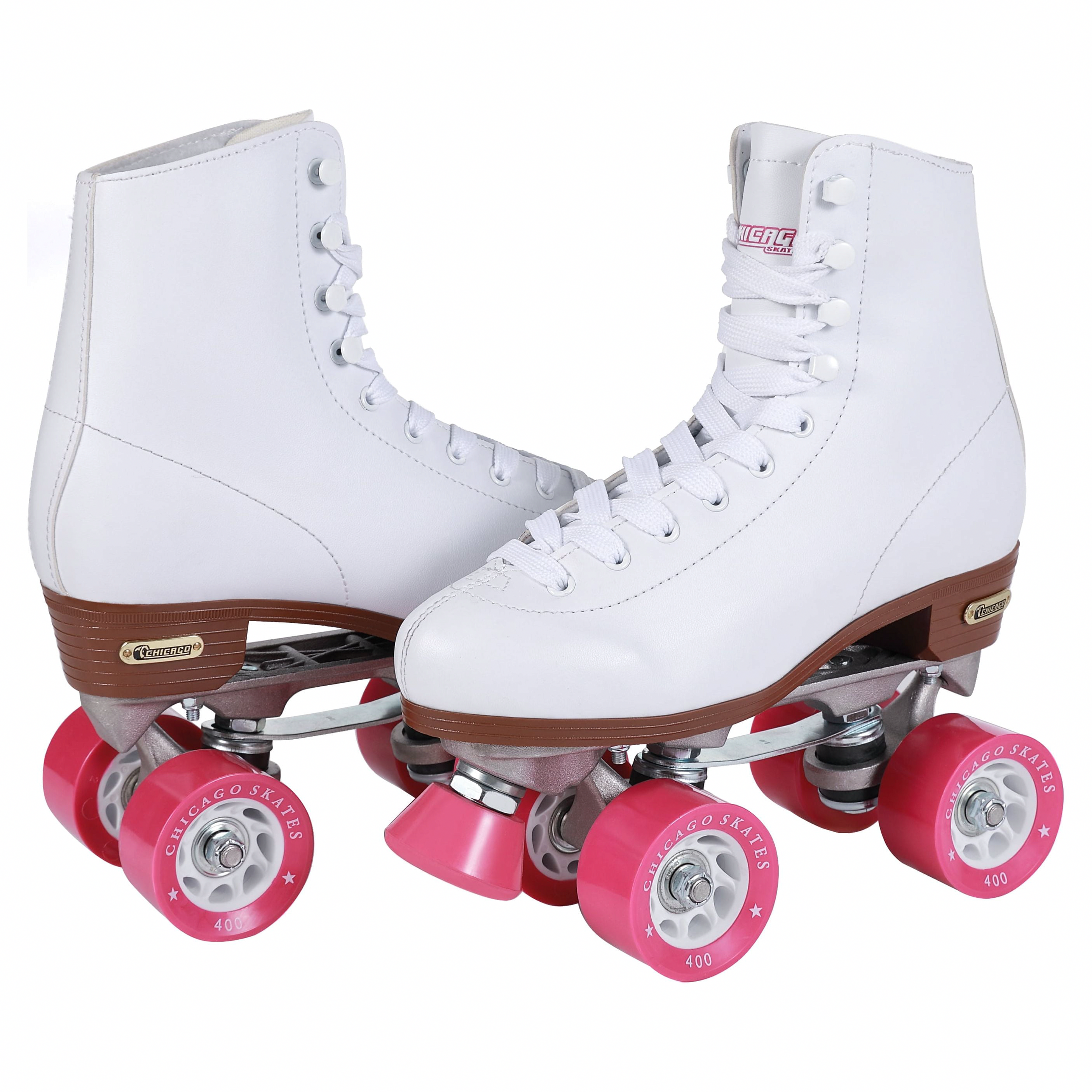 Chicago Ladies Classic Quad Roller Skates, High-Top Indoor Outdoor Rink Skates (White, Size 1) 73zr4