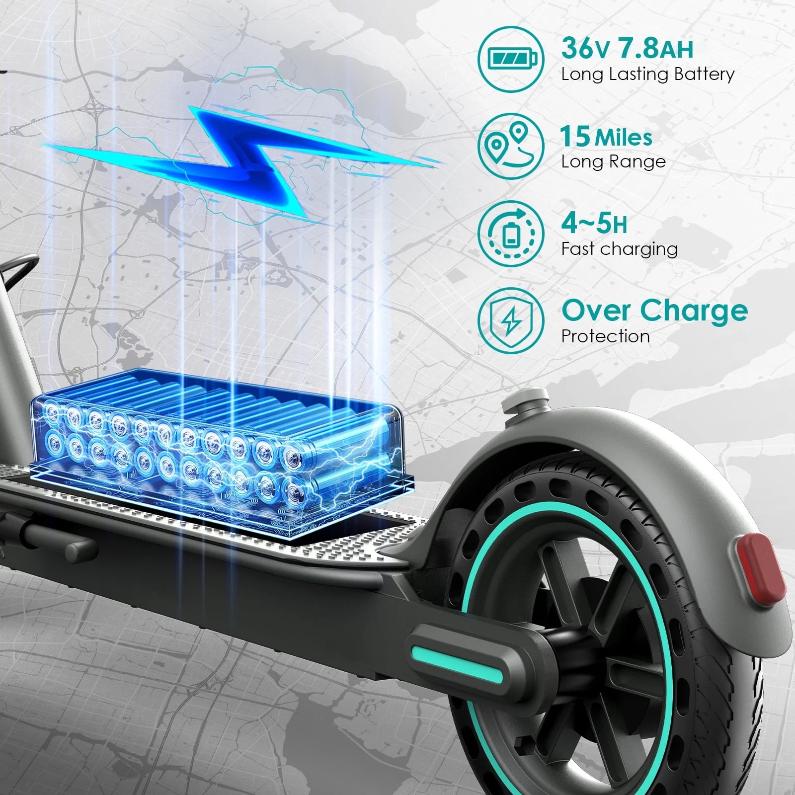 COCOMILA Electric Scooter for Adults, Portable Folding Commuter Scooter with 350W Motor, 19MPH Max Speed, 20-Mile Range (Blue, 8.5 in Tires) hv96w
