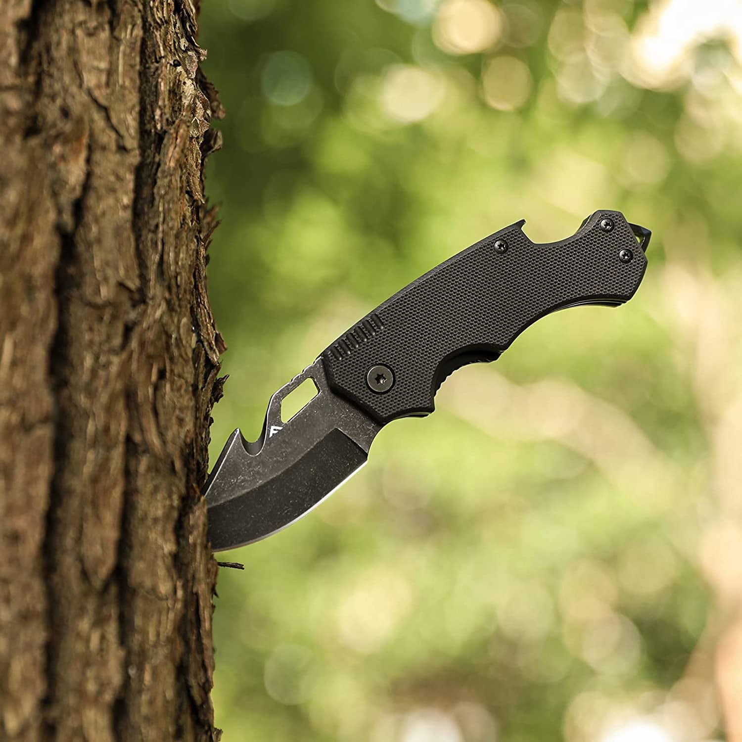 FLISSA Mini Folding Pocket Knife, Stainless Steel Drop Point Blade, EDC Utility Tool with Glass Breaker (Black, 6 in) fax3o