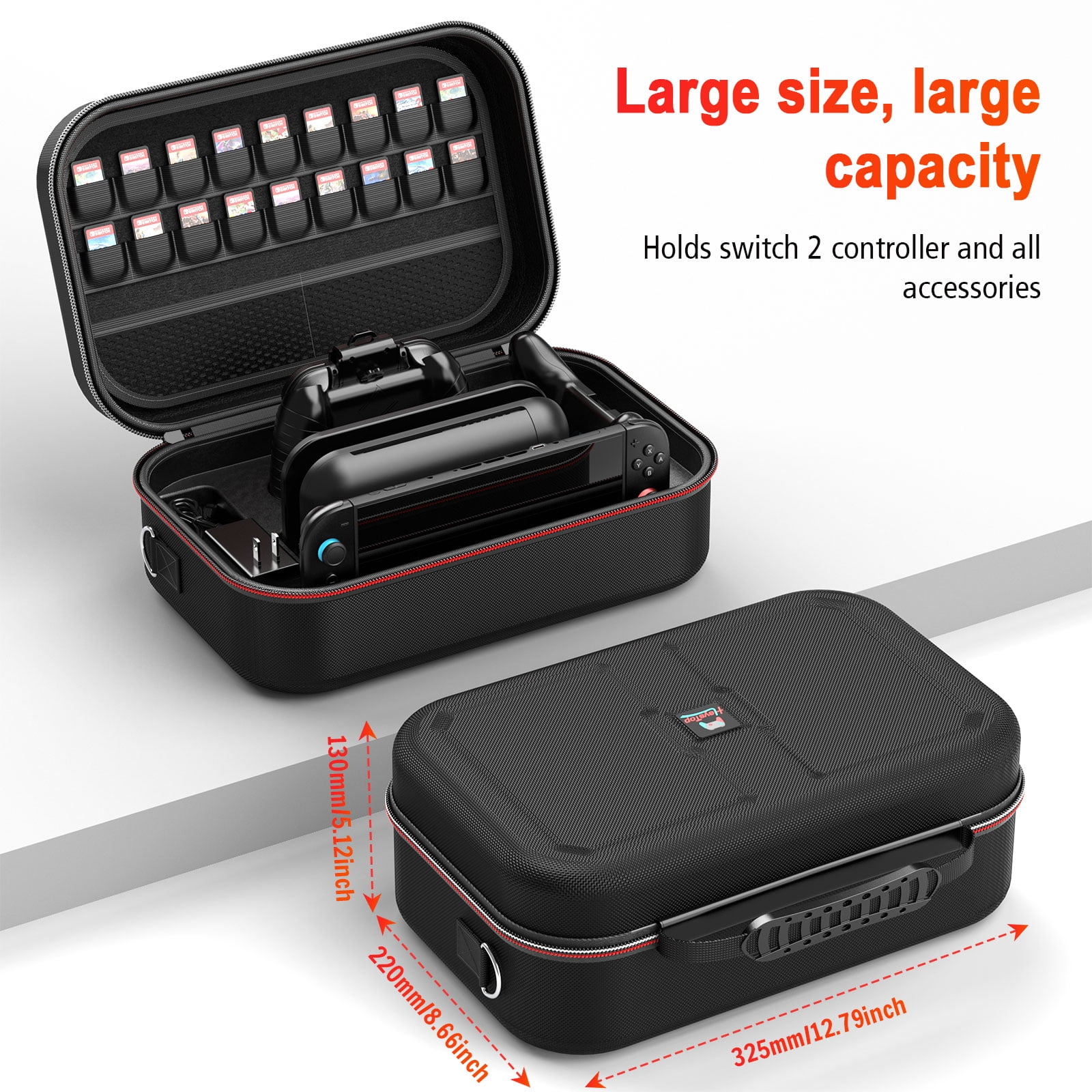 HEYSTOP Carrying Storage Case for Nintendo Switch 2 (Protective Travel Bag, 18 Game Cartridge Slots, Black) y06xw