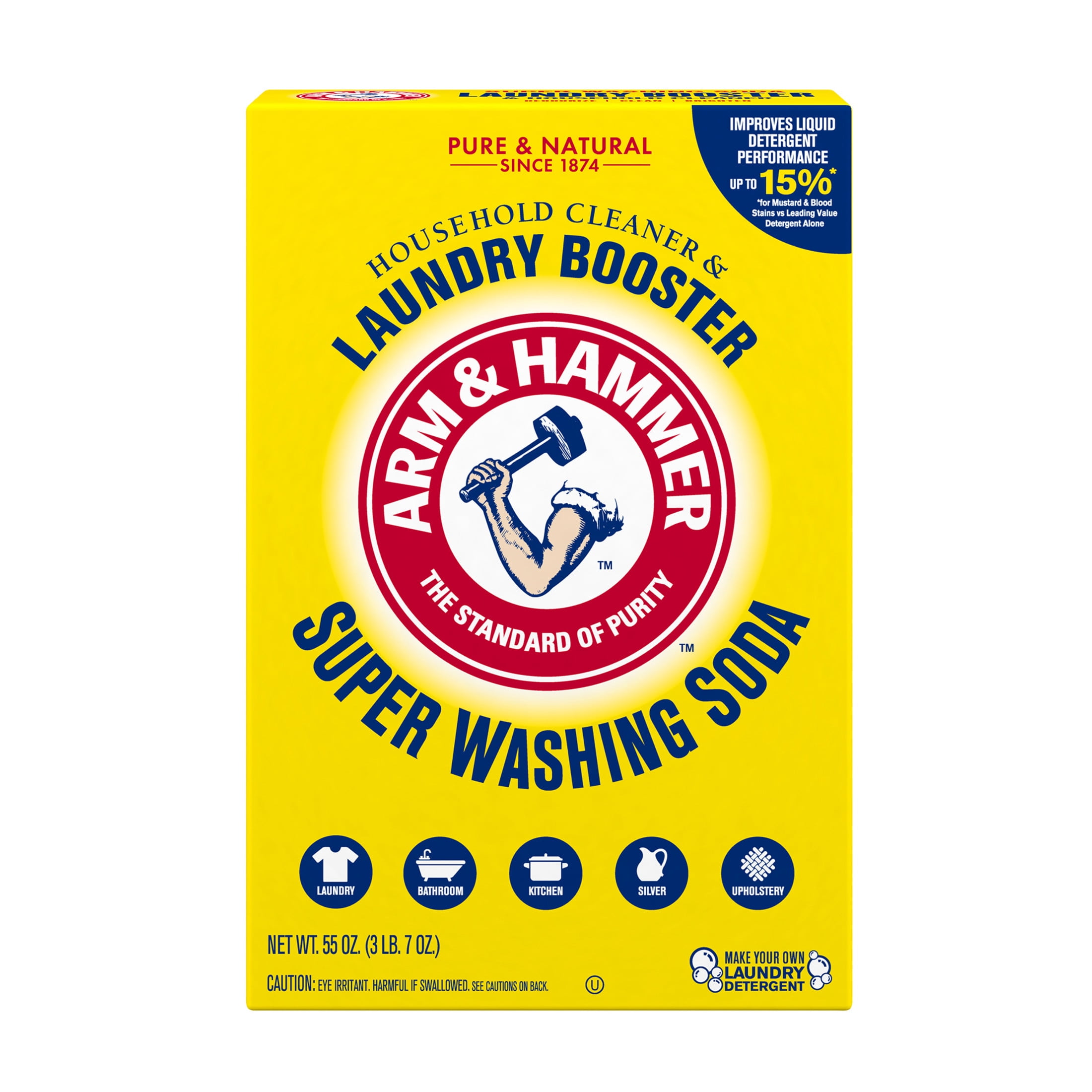 ARM & HAMMER Super Washing Soda Laundry Booster and All-Purpose Household Cleaner (6 Pack, 55 oz) a10xk
