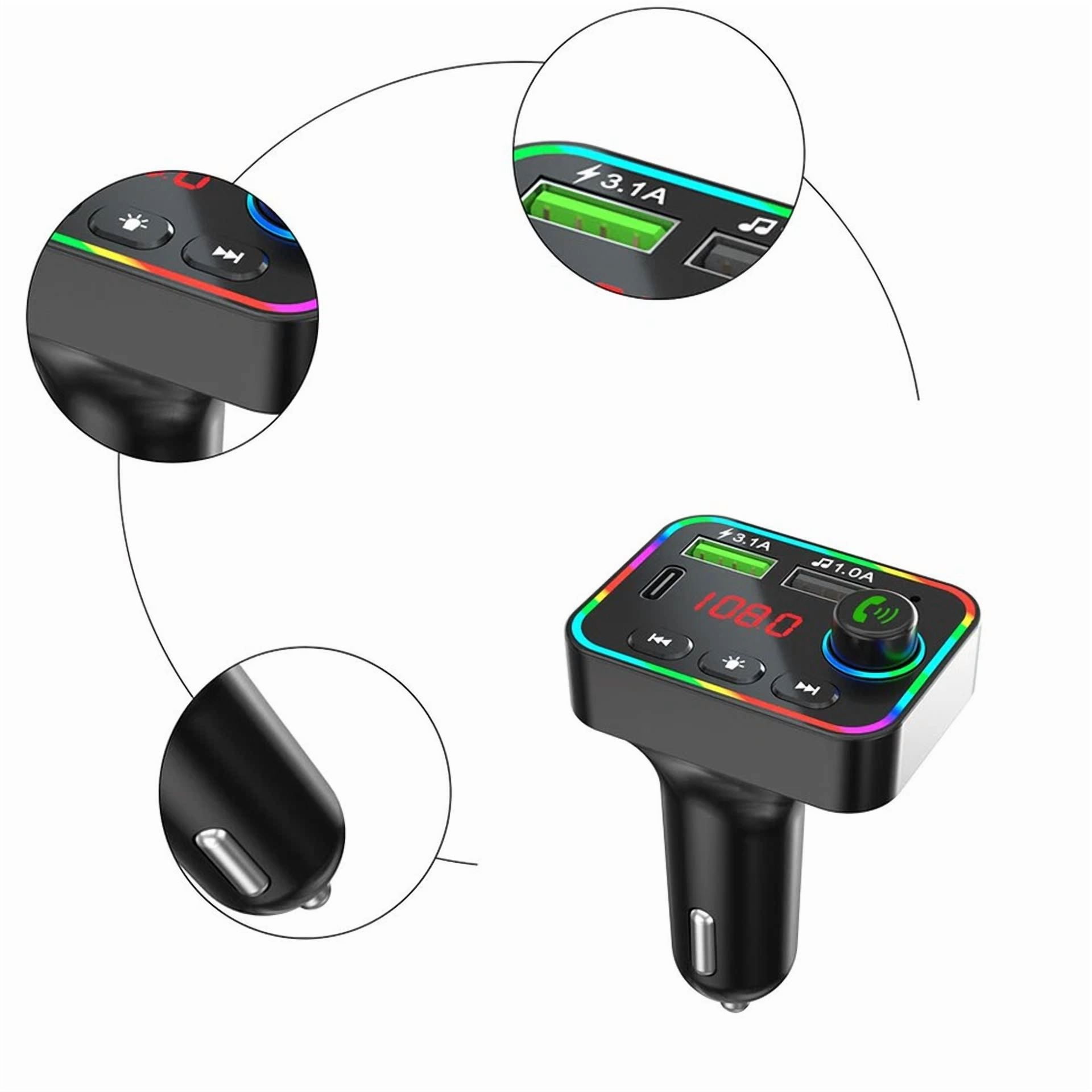 Rhea Bluetooth 5.0 Car Wireless FM Transmitter Adapter (Dual USB PD Charger, Aux, Hands-Free) r8z7j
