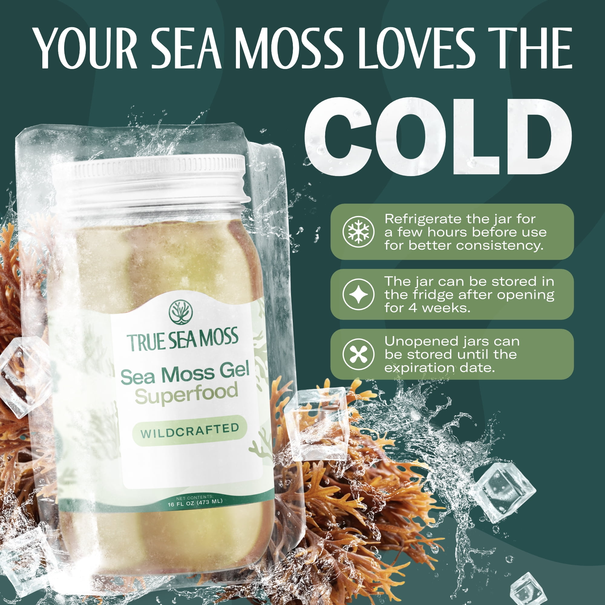 TrueSeaMoss Wildcrafted Irish Sea Moss Gel (Original, 16 fl oz) zczef