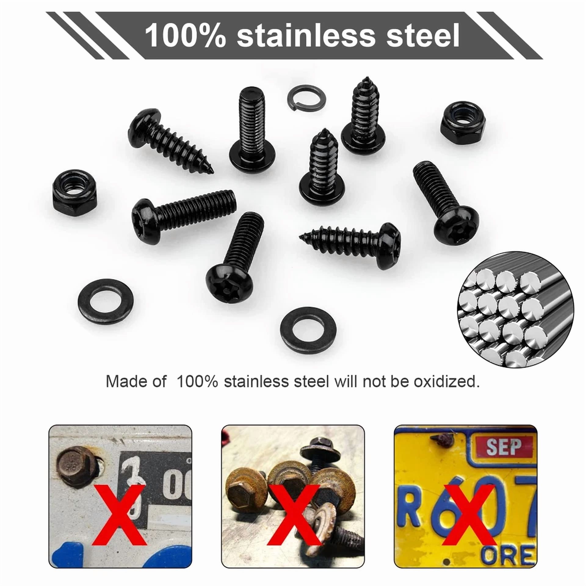 KLYNE Anti-Theft License Plate Screw Kit, Tamper-Proof Hardware Set (Black, 0.25 in) clj7q