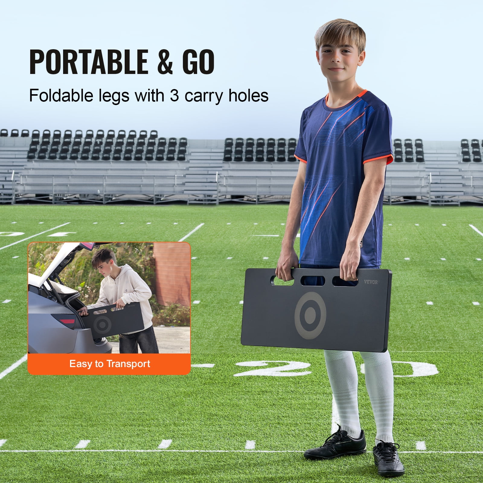 VEVOR Soccer Rebounder Board, Portable Soccer Training Wall for Passing and Shooting Practice, Foldable HDPE Kickback Board (Black, 32 in x 12 in) 0znxc