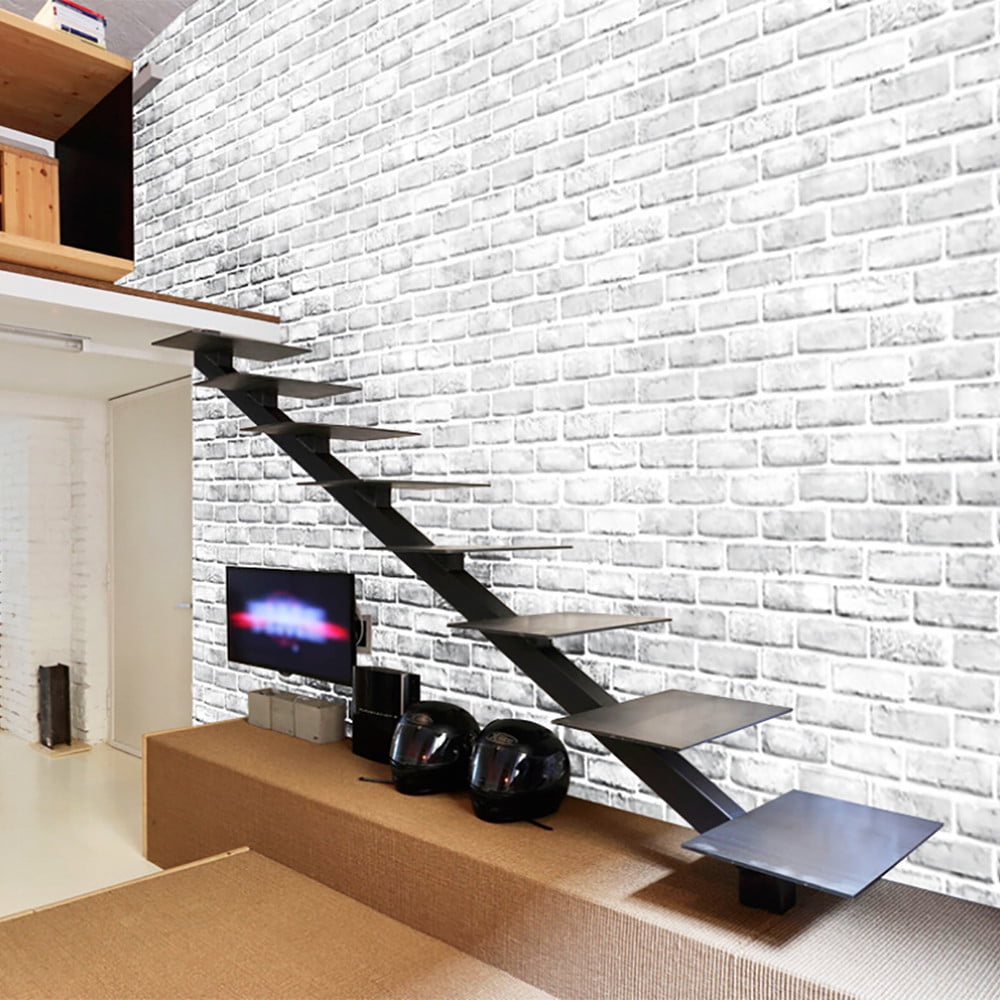 Openpig Peel and Stick Brick Wallpaper, Realistic 3D Faux Wall Covering for Home Decor (White, 17.7 in x 39.3 in) f9ziv