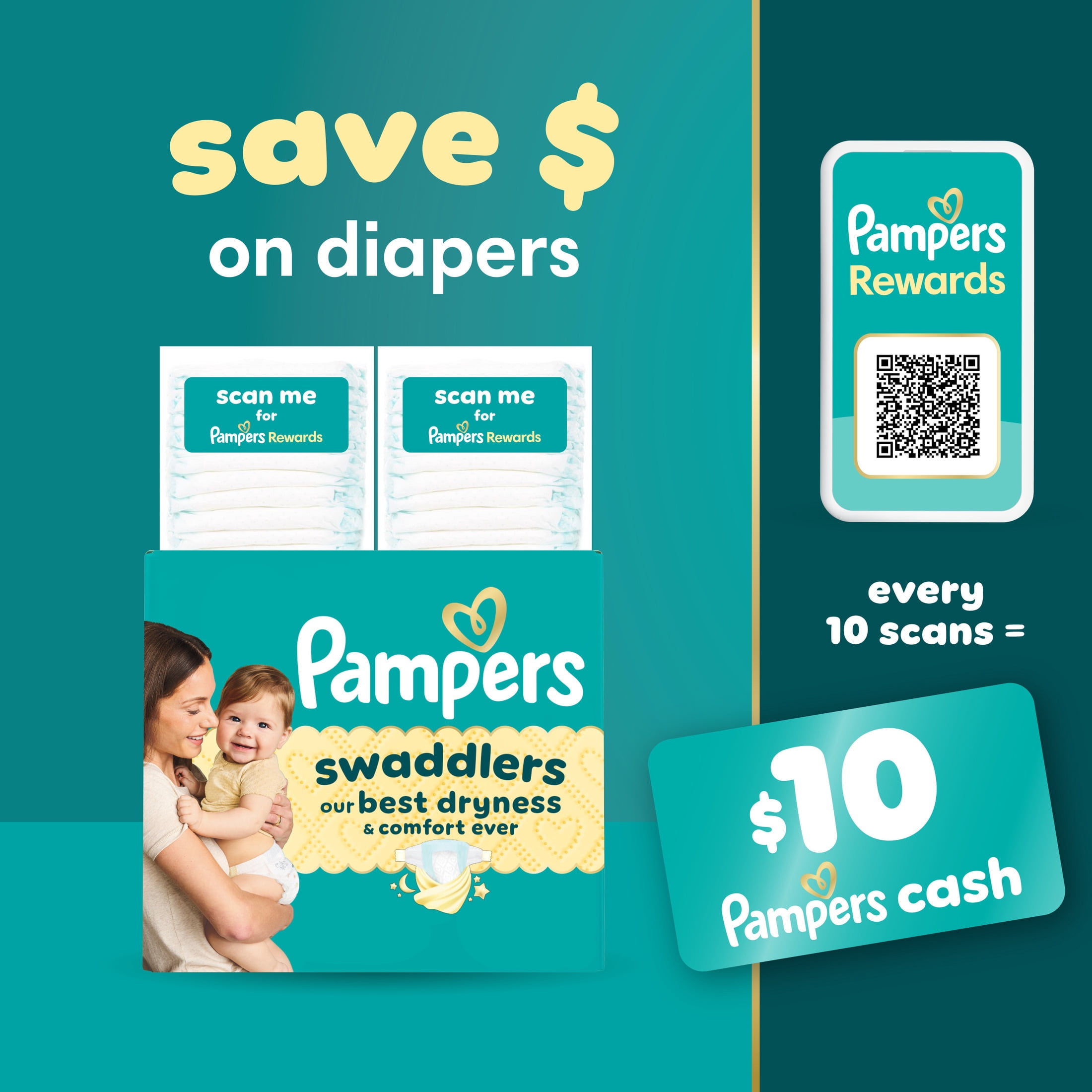 Pampers Swaddlers Disposable Baby Diapers (Size 4, 66 Count) 261yo
