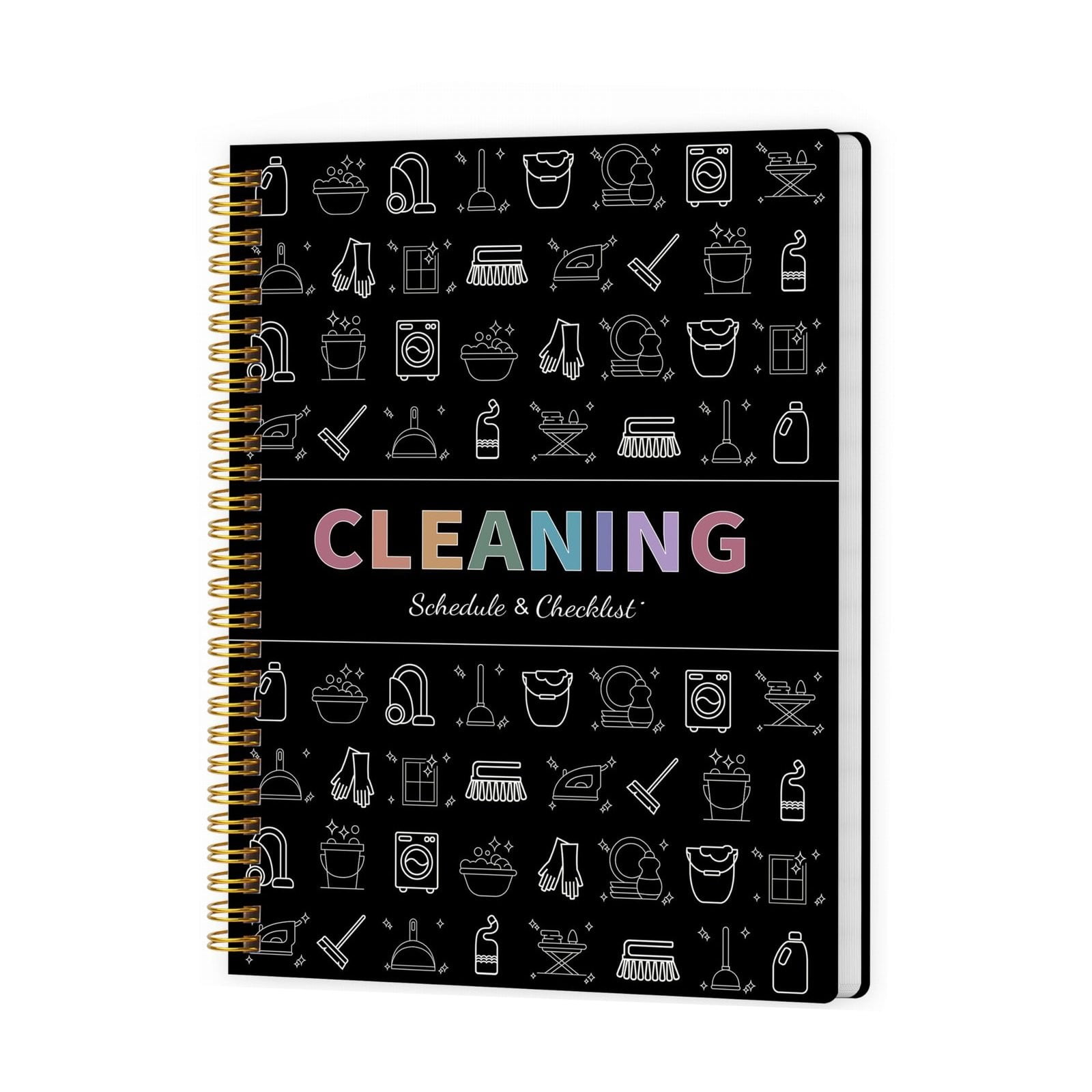 JUTIGUOJI 2026 Cleaning Planner and Household Chore Checklist Notebook (Black, 8.5 in x 11 in) z3ta2