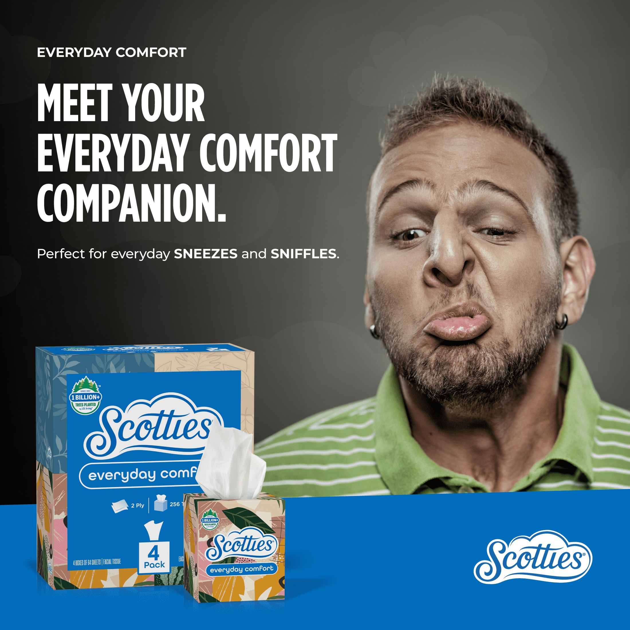 Scotties Everyday Comfort Facial Tissues, 2-Ply Softness, 4 Cube Boxes (256 Total Tissues) k8ty7 - Image 7