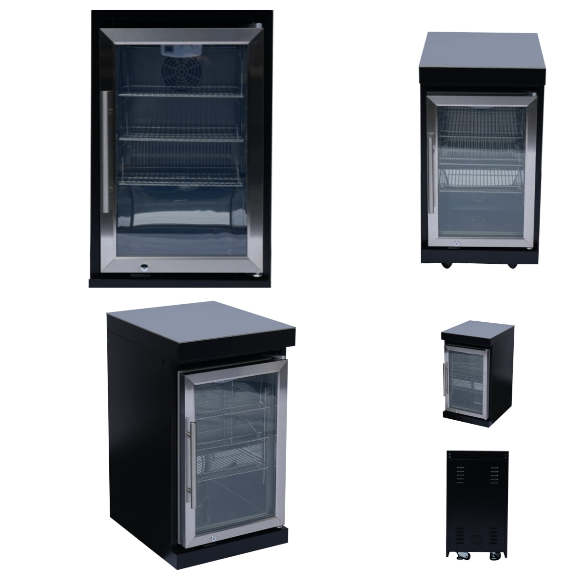 Navratil 82-Inch 6-Burner Gas Outdoor Kitchen Island Grill with Wine Cooler, Rotisserie, and Storage (Black, 82 in) 3u91l