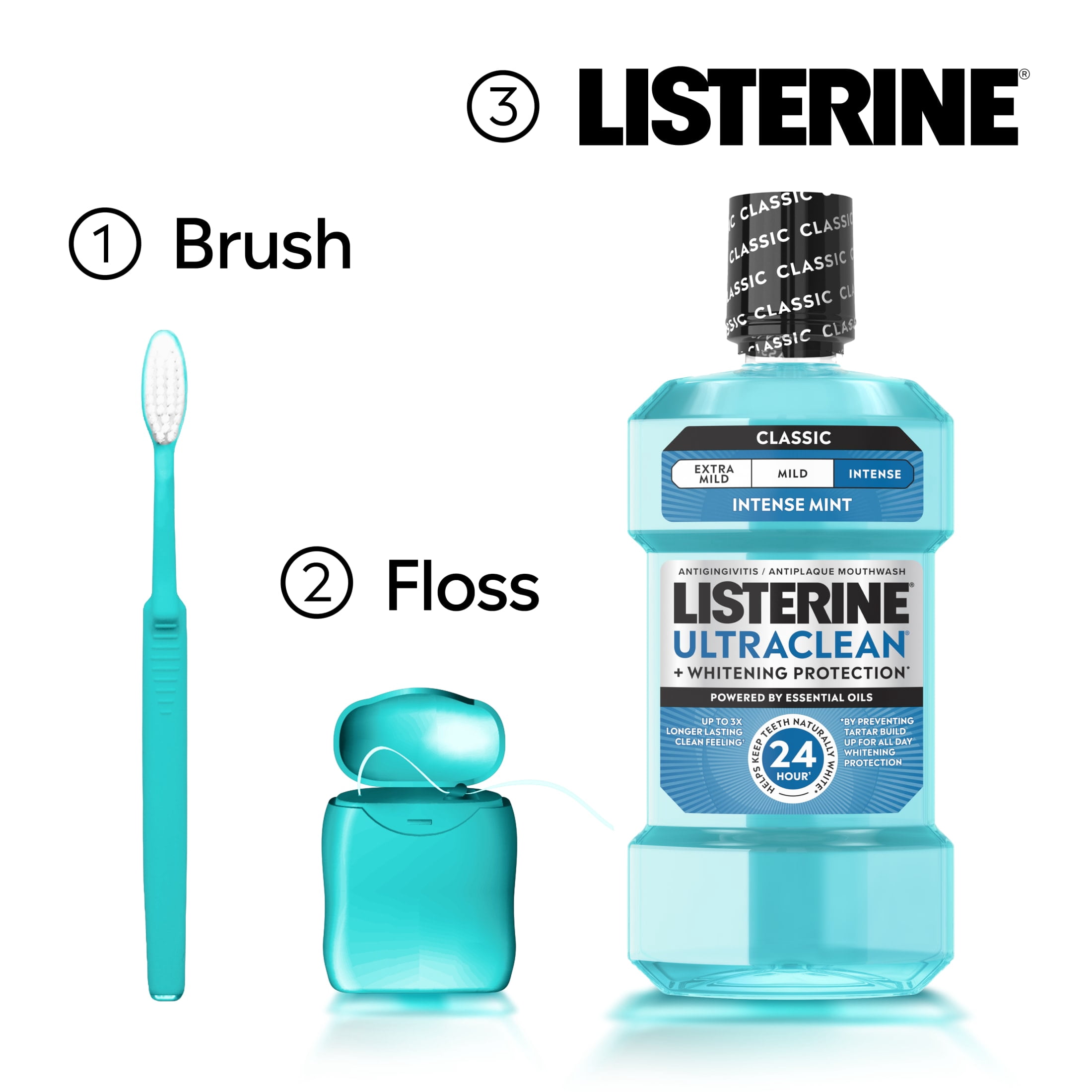 Listerine Ultraclean Antiseptic Mouthwash with Whitening Protection (Intense Mint, 50.7 fl oz) gr4rm