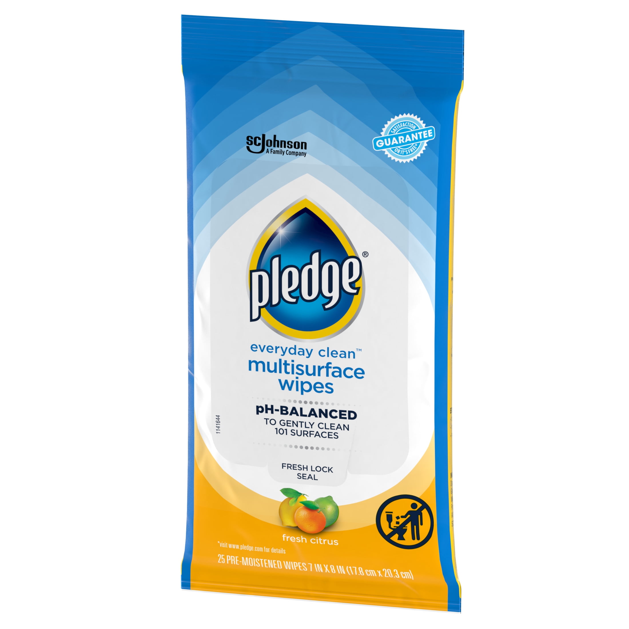 Pledge Multisurface Cleaning Wipes, pH Balanced, Fresh Citrus (25 Count) 40hdo