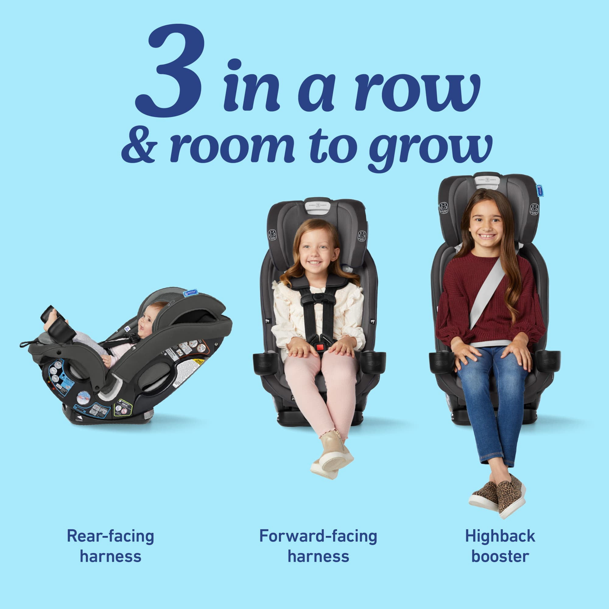 Graco SlimFit3 LX 3-in-1 Convertible Car Seat, Space-Saving Design (Grey, 1 Count) gu72z