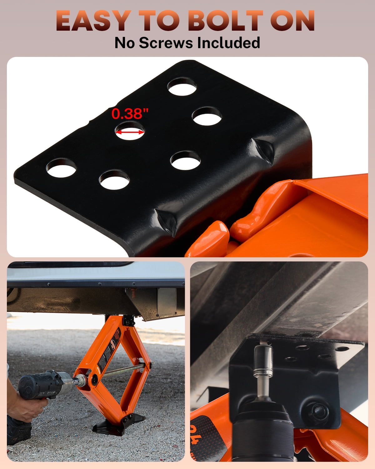 Kohree RV Scissor Jacks Heavy Duty Stabilizer Leveling Kit (Orange, 2-Pack, 8000 lb, 4-24 in Adjustable Height) lp7hc