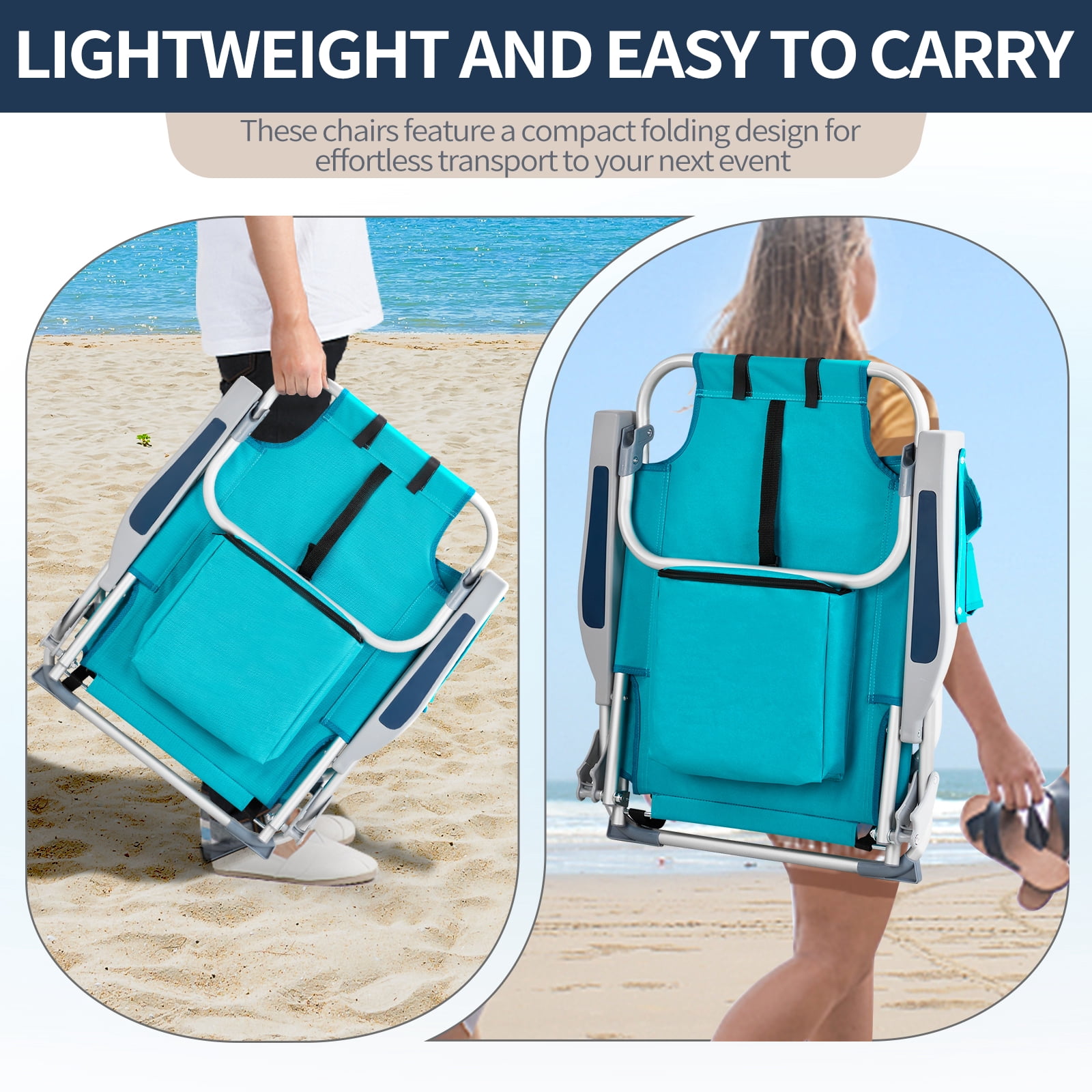 Ktaxon 5-Position Folding Beach Chair with Cooler Pouch and Storage Backpack (Mint Green, Tall) o0u0i