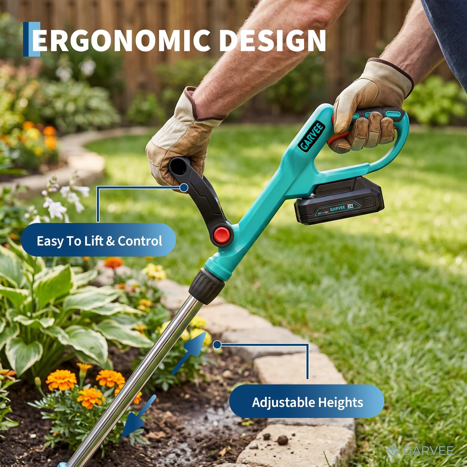 Wpond 20V Cordless Electric Garden Tiller Cultivator (9 in Tilling Width, 6.6 in Depth) jcodo