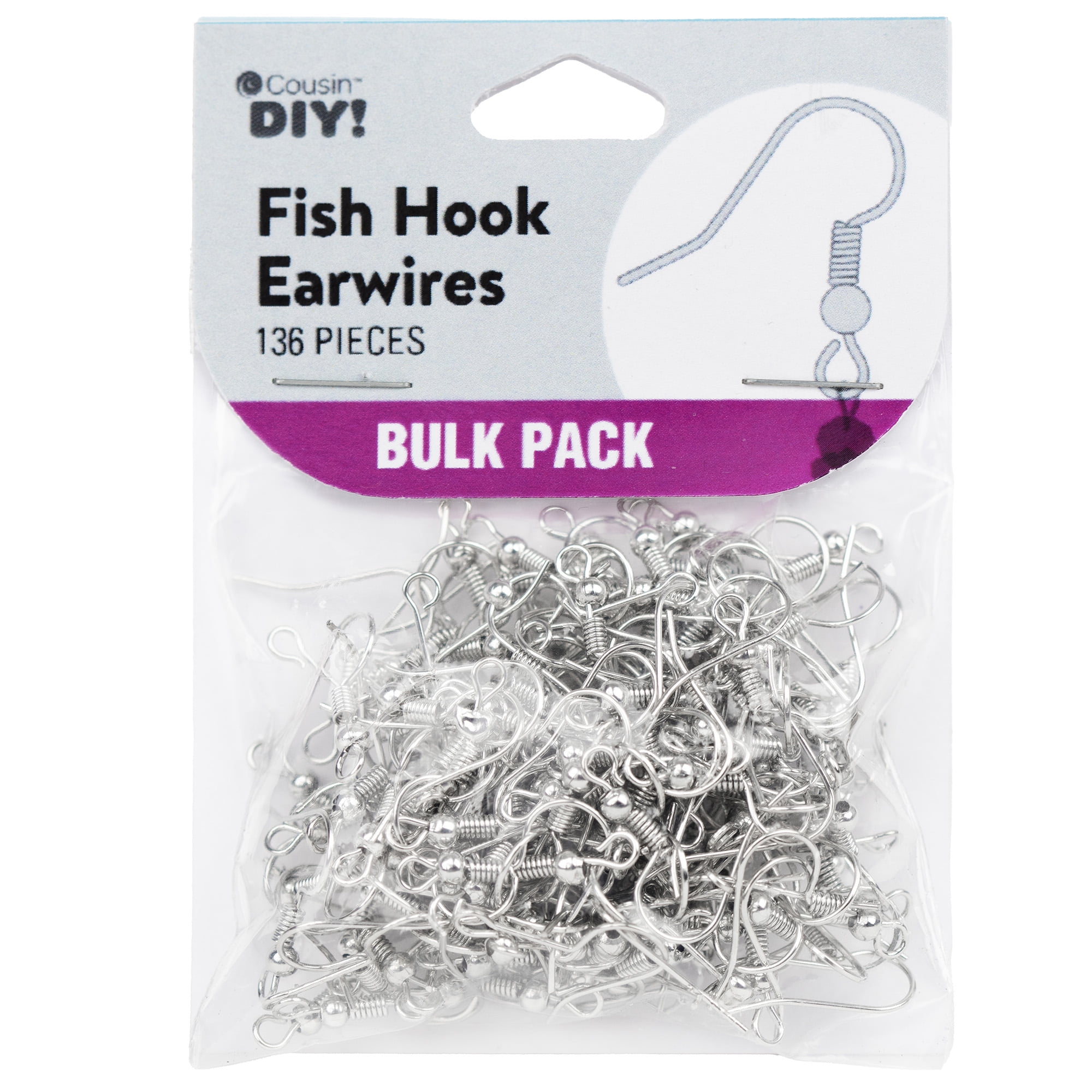Cousin Metal Fishhook Earwires for Jewelry Making, Durable Craft Findings (Silver, 136 Pieces) 0p4yt