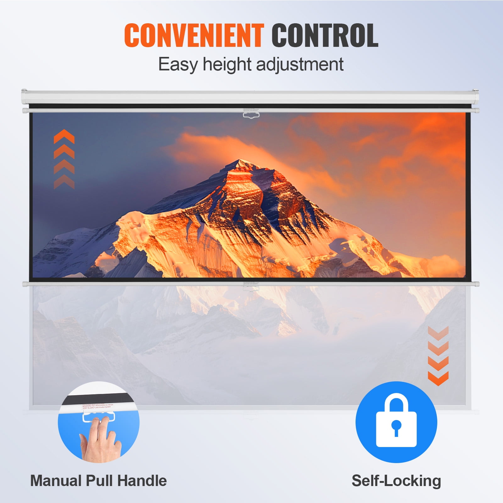 KFFKFF 100 in Pull Down Projector Screen Wall Mount High-Reflectivity Home Theater (White, 100 in) r1h5x