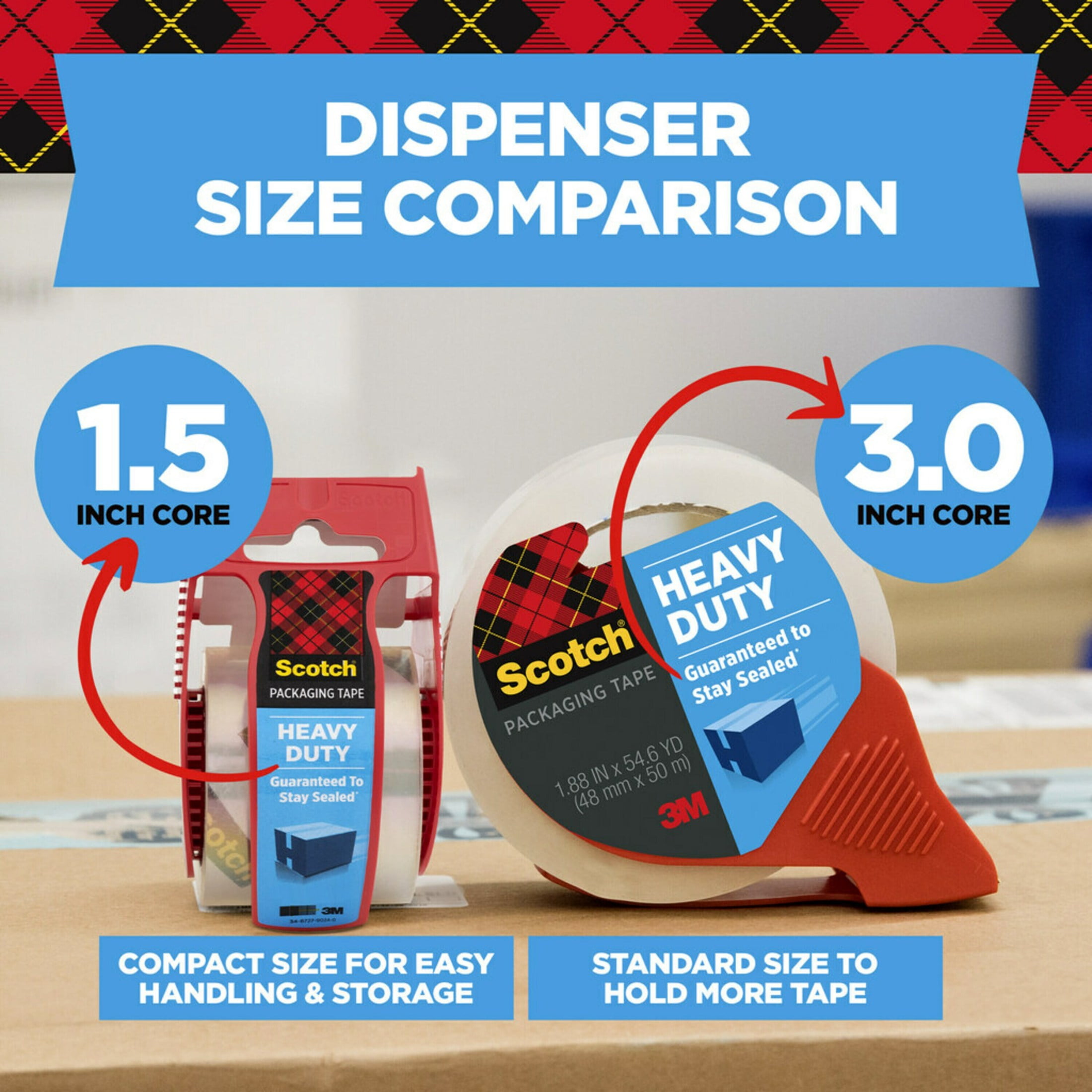 Scotch Heavy Duty Packaging Tape, Industrial Strength Shipping Tape with Dispenser (Clear, 1.88 in. x 921.6 in.) jf8qn