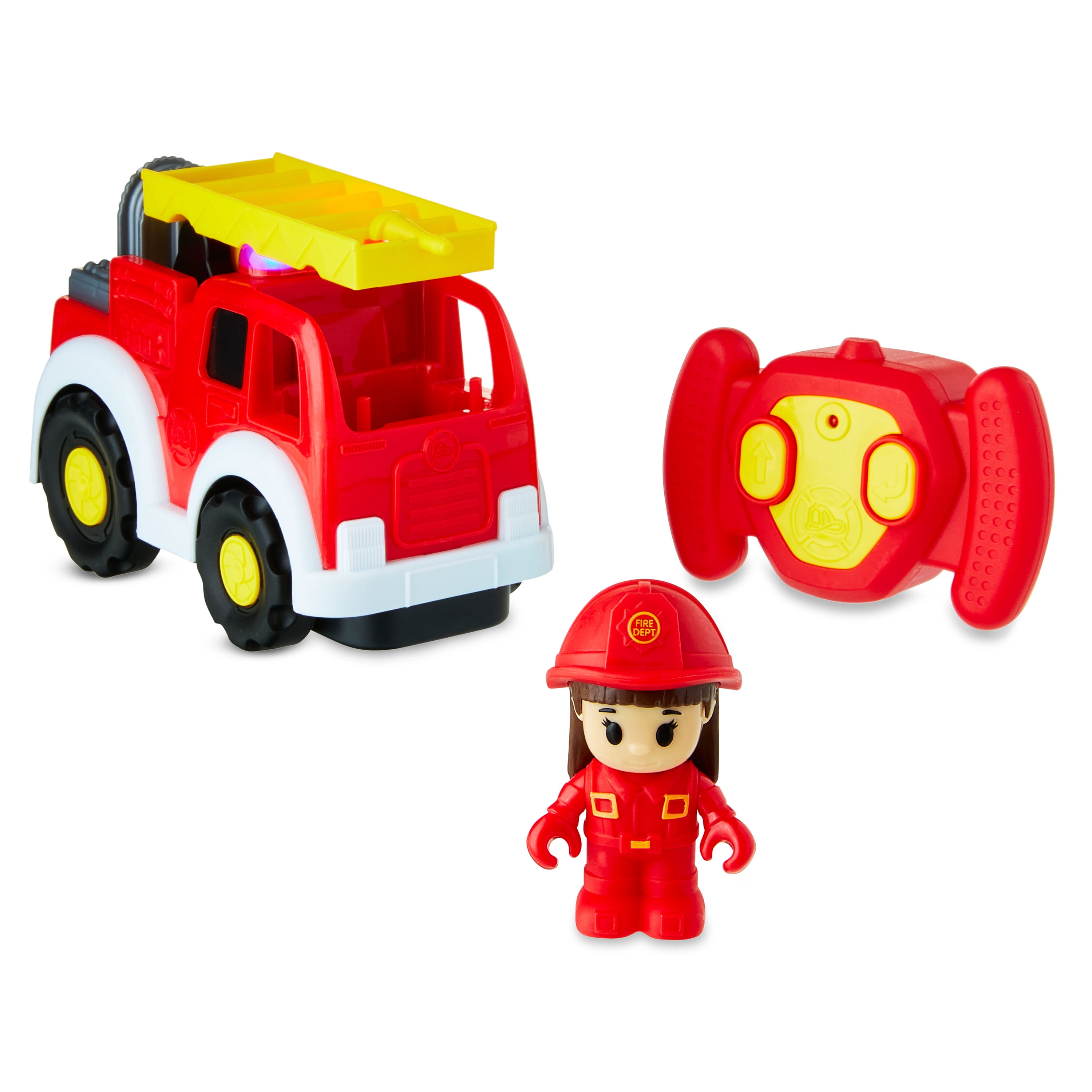 Kid Connection Radio Control Fire Truck with Working Ladder and Lights (Red, 1 Set) ji38n