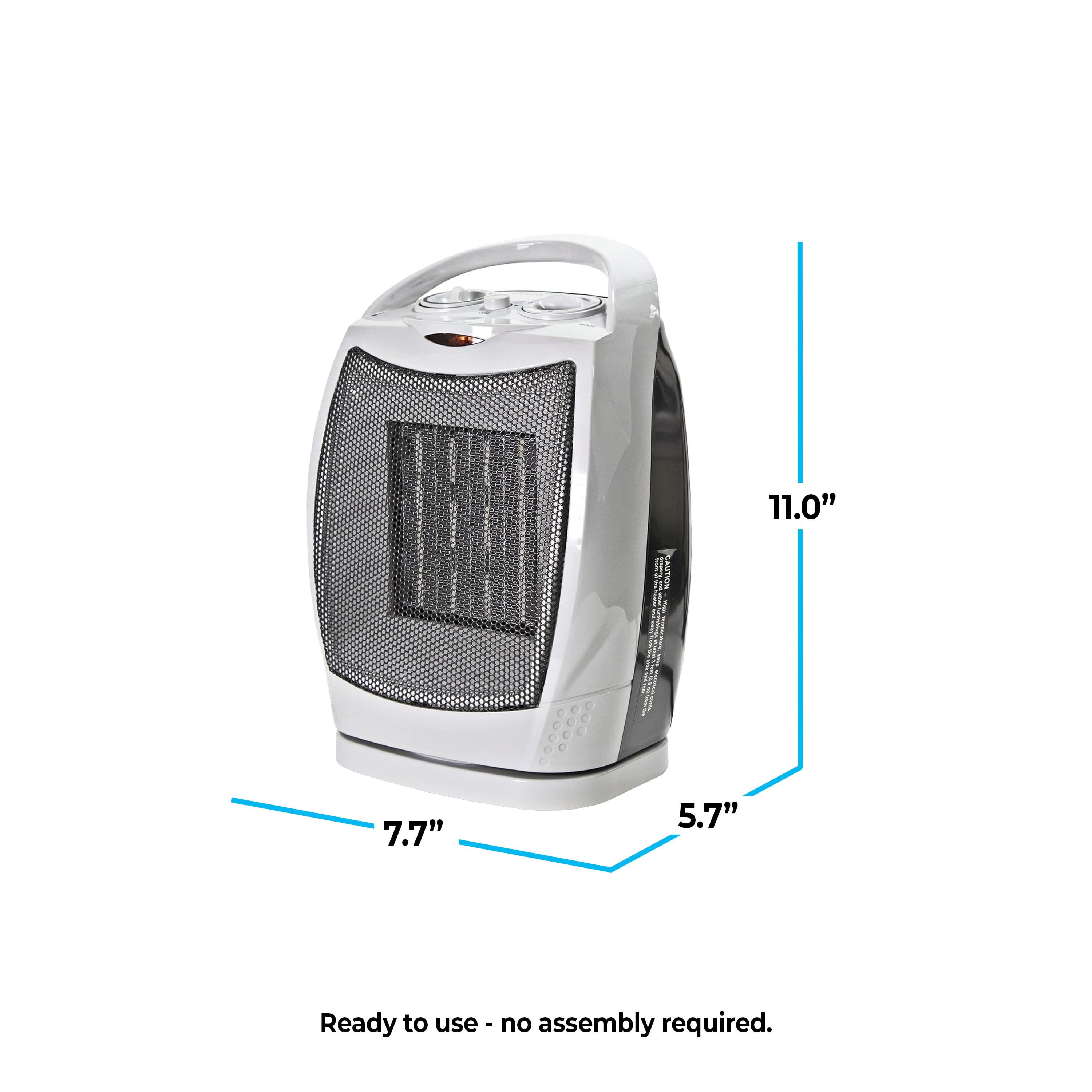 Comfort Zone Oscillating Desktop Space Heater (Silver, 150 sq ft) 0z9qn