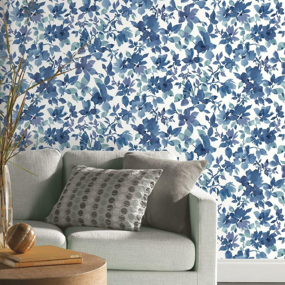 RoomMates Floral Peel and Stick Wallpaper, Removable Self-Adhesive Wall Decor (Light Pink, 28.18 sq ft) 01qoa