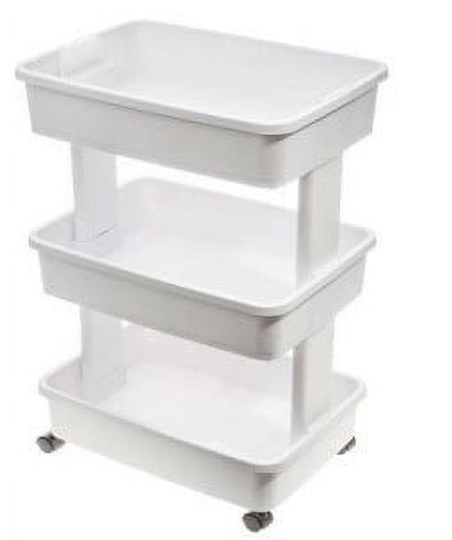 Mainstays 3-Tier Rolling Storage Cart, Multi-Purpose Organizer for Laundry and Home (Arctic White, 17.3 in x 12.5 in x 27.2 in) 9jpbk