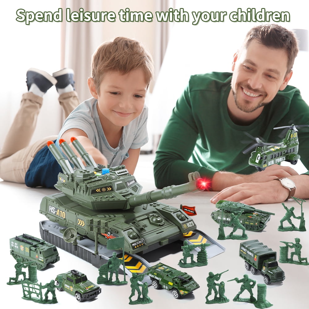 JoyStone Military Vehicle Set Battle Tank Toy with Realistic Light and Sound (6 Pack, Multi-Color) obcu4