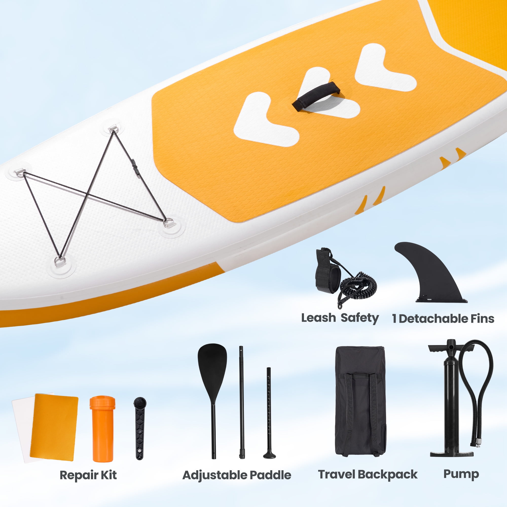 Naipo Inflatable Stand Up Paddle Board Ultra-Light SUP for Surfing and Touring (Orange, 120 in x 30 in x 6 in) tay89