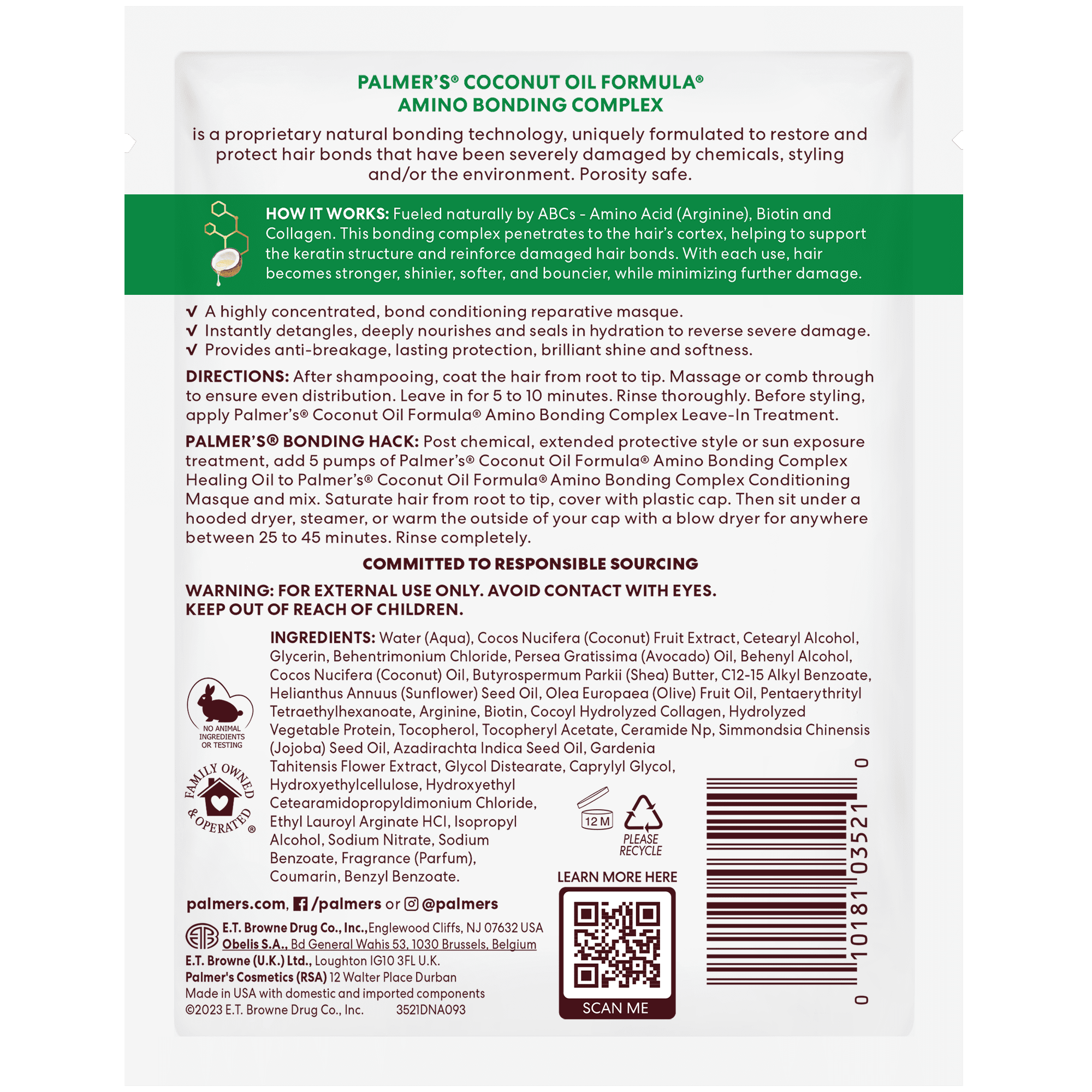 Palmer's Coconut Oil Formula Amino Bonding Complex Reparative Hair Masque (2.1 fl oz) hlrja