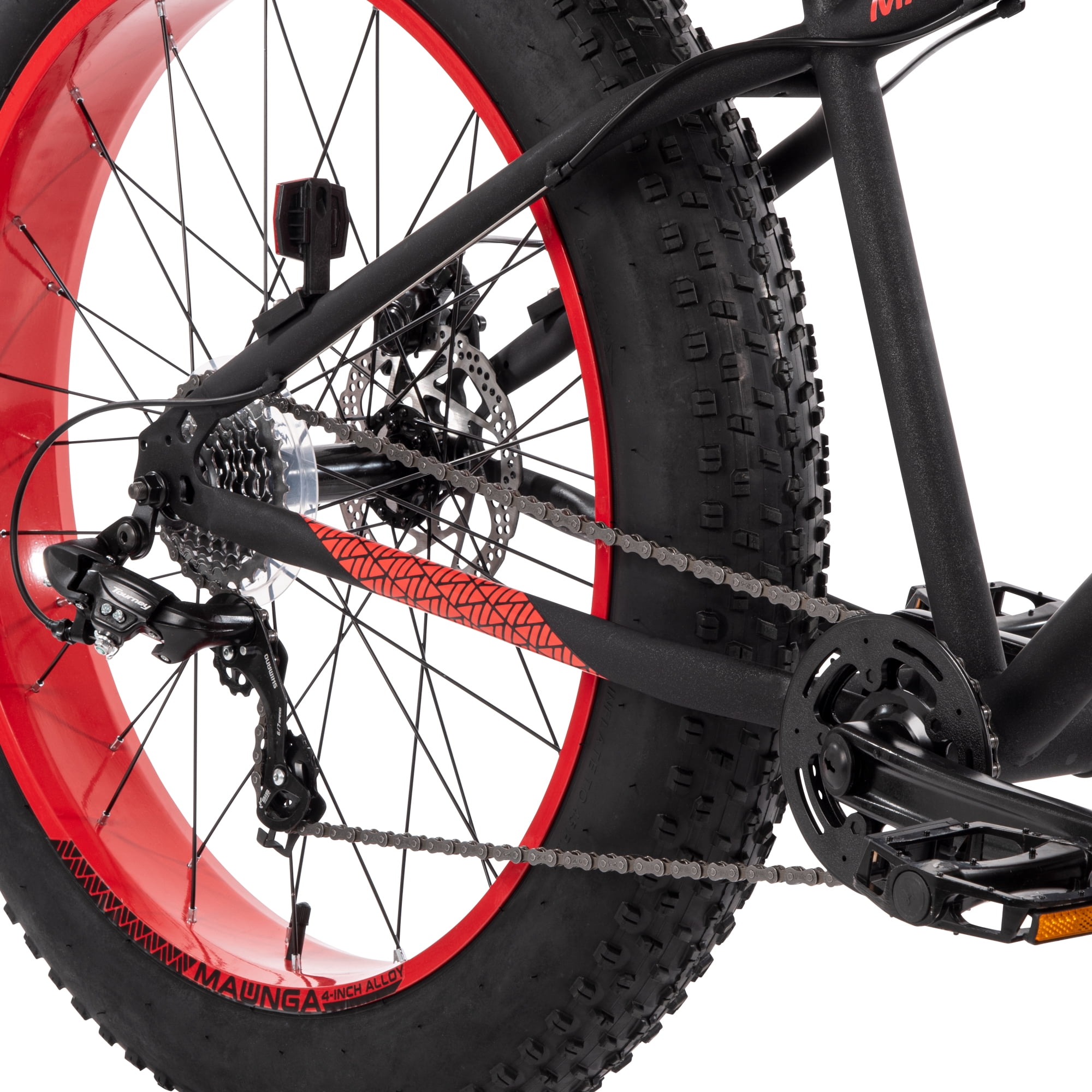Huffy Maunga Fat Tire Mountain Bike, Durable Steel Frame, 7-Speed Shimano Drivetrain, Disc Brakes (Black/Red, 26 in) m5cel - Image 12