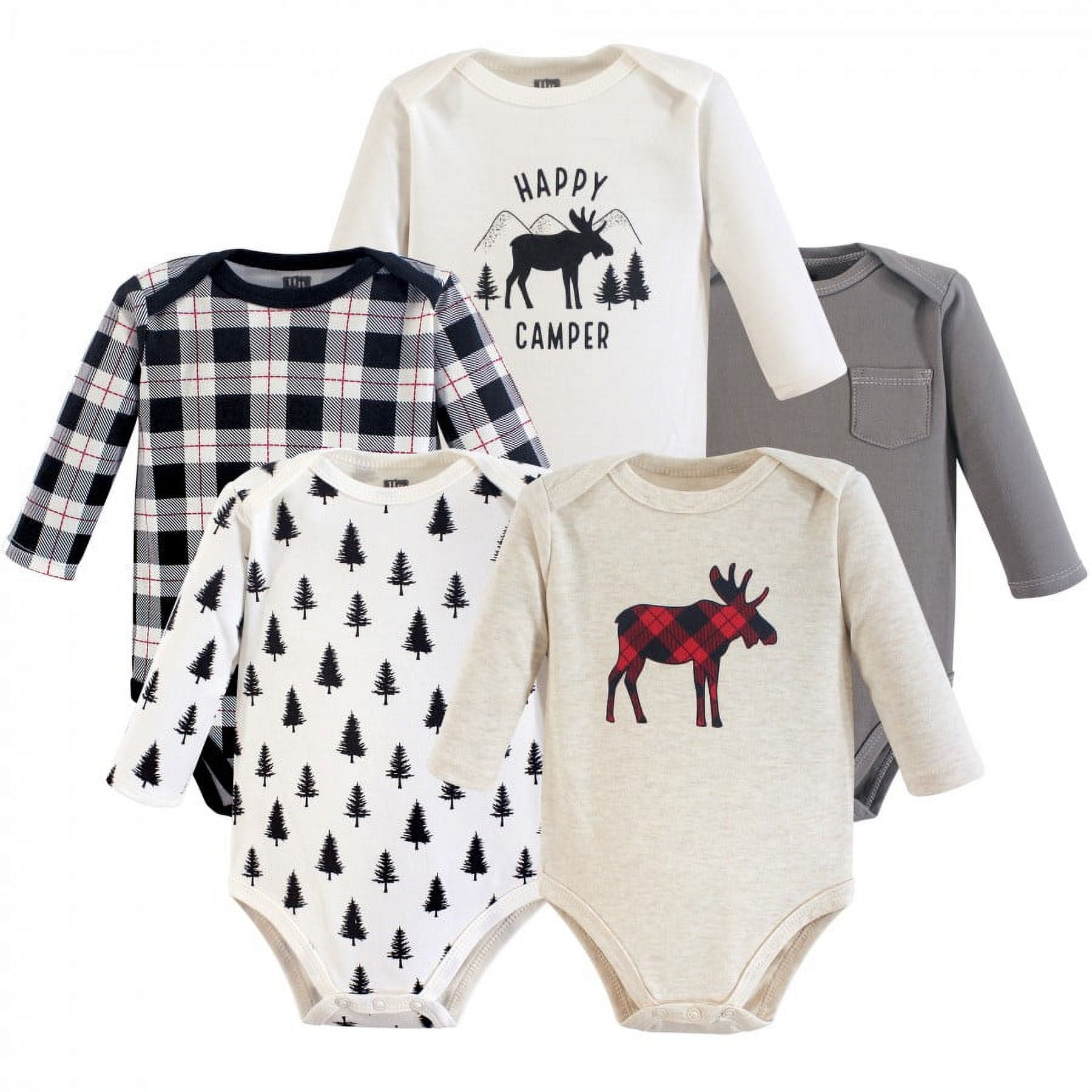 Hudson Baby Long-Sleeve Cotton Bodysuits (Grey, 5-Pack) 0lwic