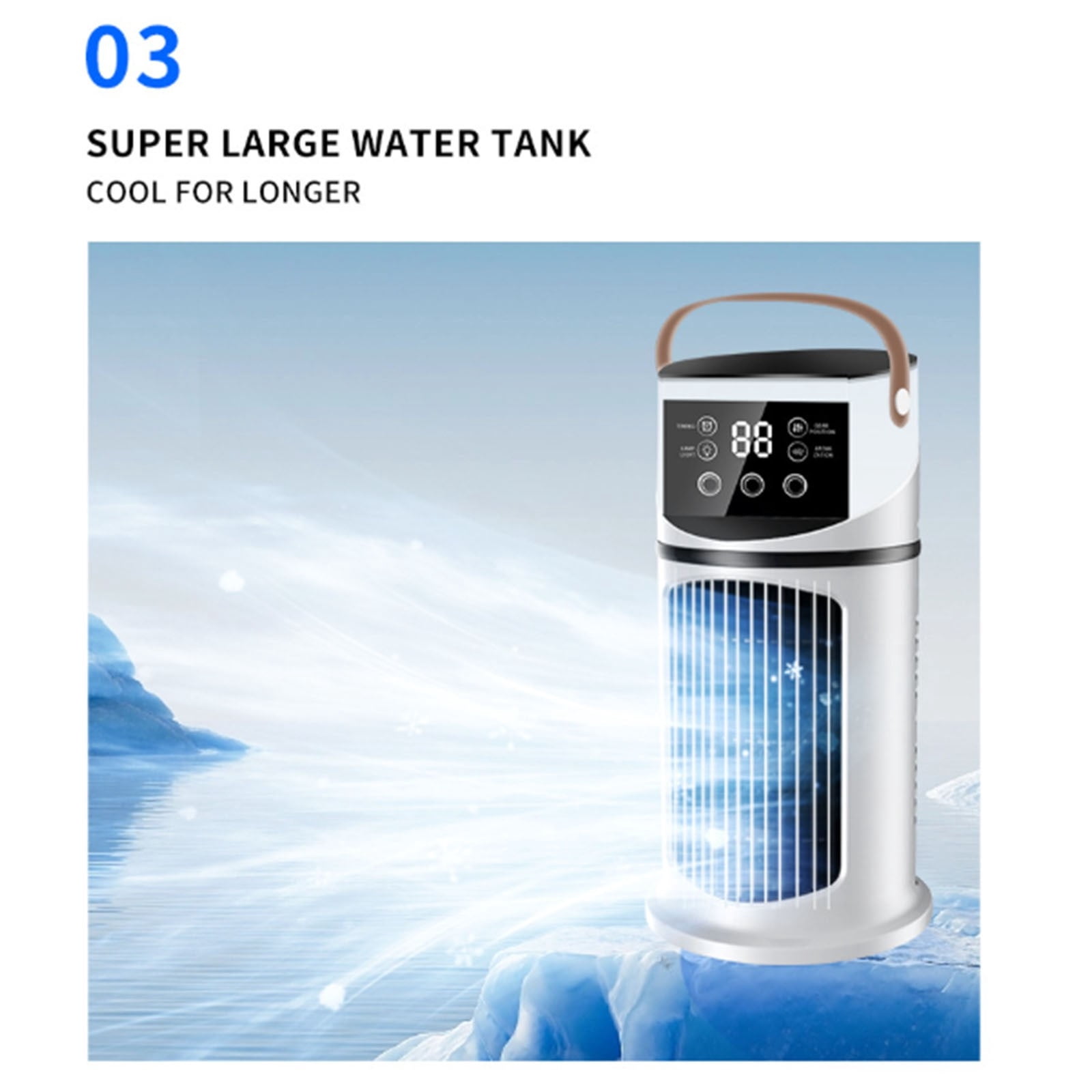 Bfogop Portable Air Cooler Fan, Rechargeable Personal Cooling Unit for Desk and Camping (White, 1 Unit) 1k0dh