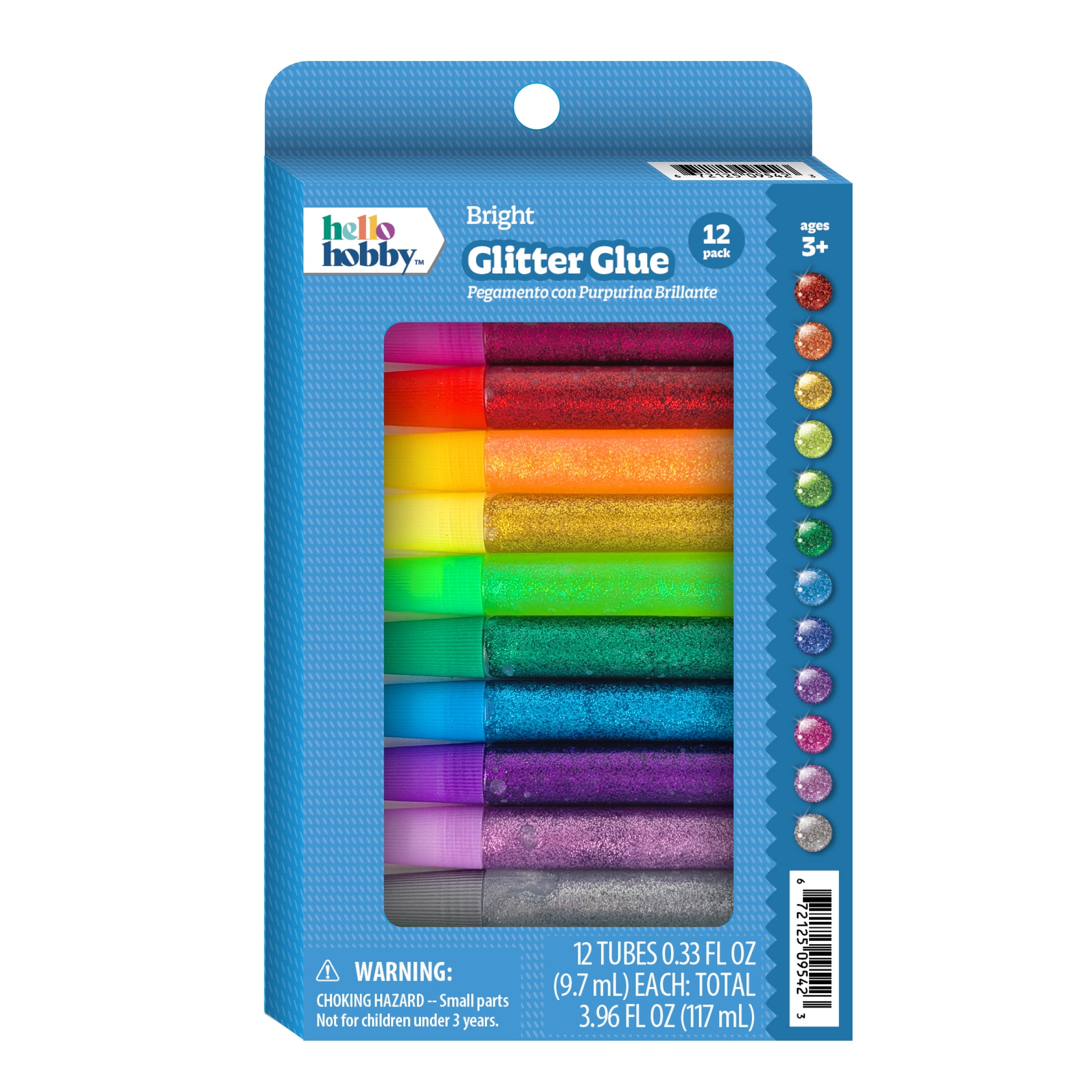 Hello Hobby Glitter Glue Pens for Arts and Crafts, Non-Toxic Adhesive Set (Assorted Colors, 12 Pack) ewcxh