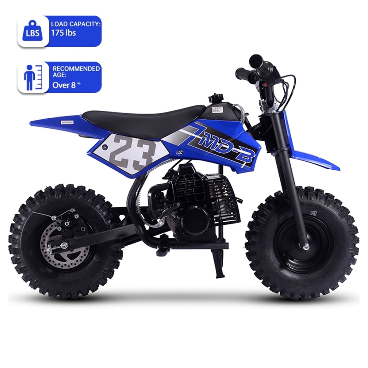 TOXOZERS Mini Pit Bike Gas-Powered Dirt Bike for Kids with 13 in Knobby Tires (Blue, 37 lb) n1b8i