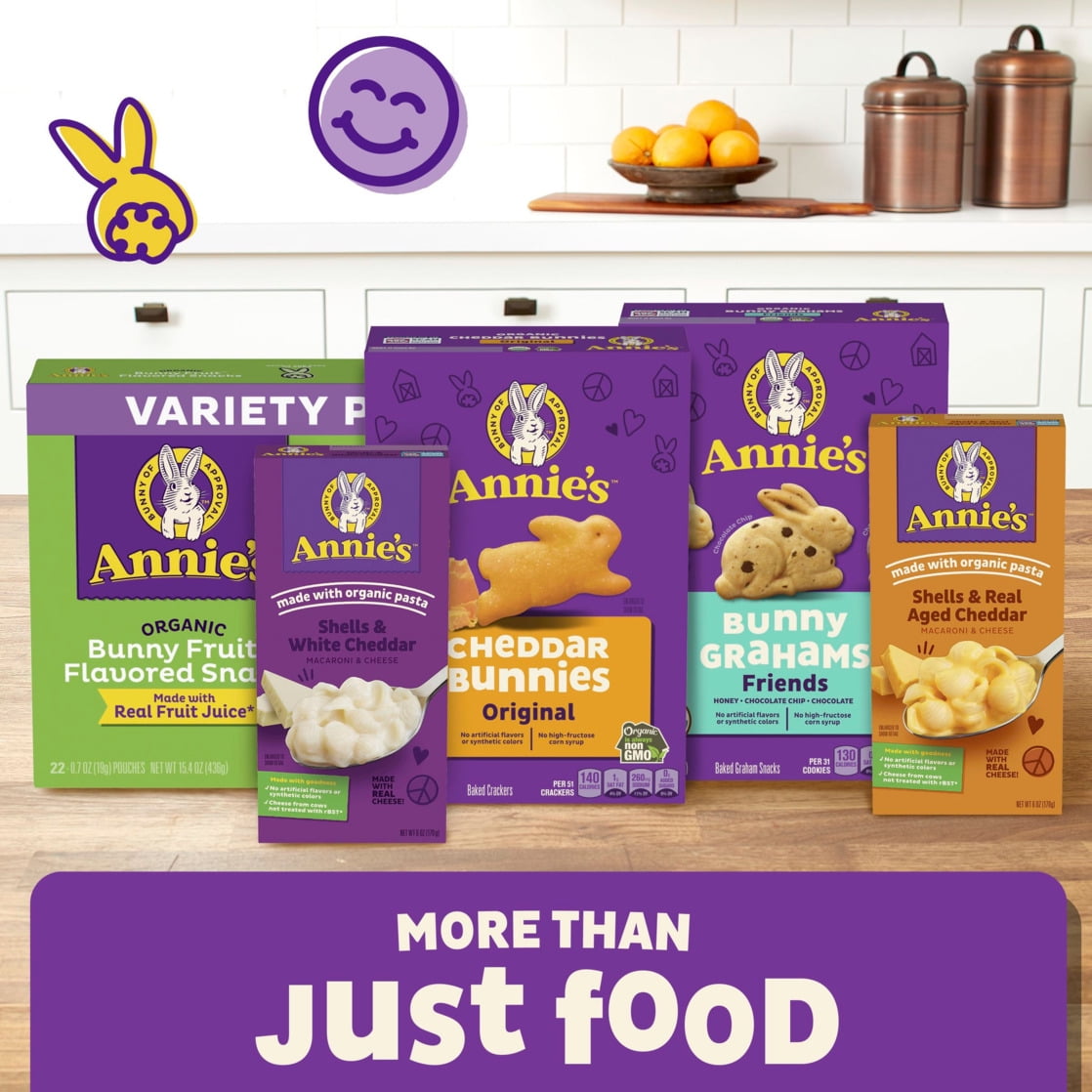 Annie's Organic Variety Snack Pack, Cheddar Bunnies, Bunny Grahams and Cheddar Squares (12 Count, 11 oz) pknp0