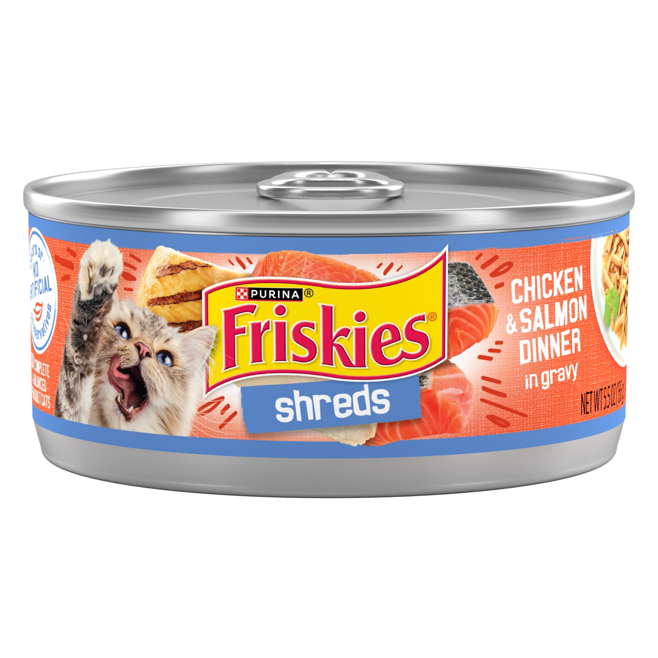 Friskies Shreds Chicken and Salmon Dinner Wet Cat Food in Gravy (12 Pack, 5.5 oz) jm4lm