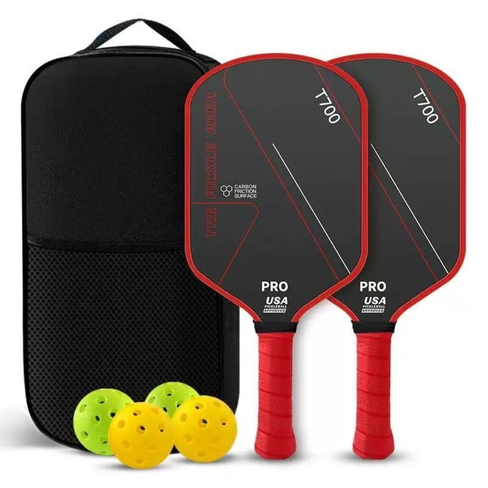 T700 Pickleball Paddle Carbon Fiber Professional Racket with Textured Surface (Black, 16.34 in x 7.48 in) l123p