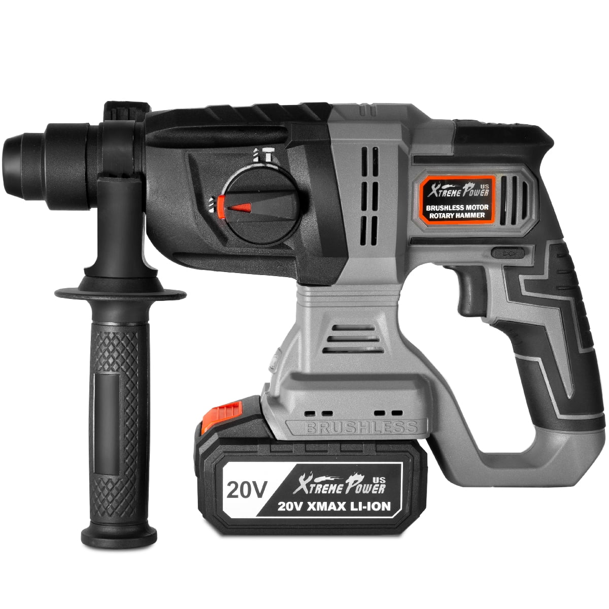XtremepowerUS 20V Cordless SDS Plus Rotary Hammer Drill, Brushless Motor, Variable Speed (Black, 1 Kit) vpcvz