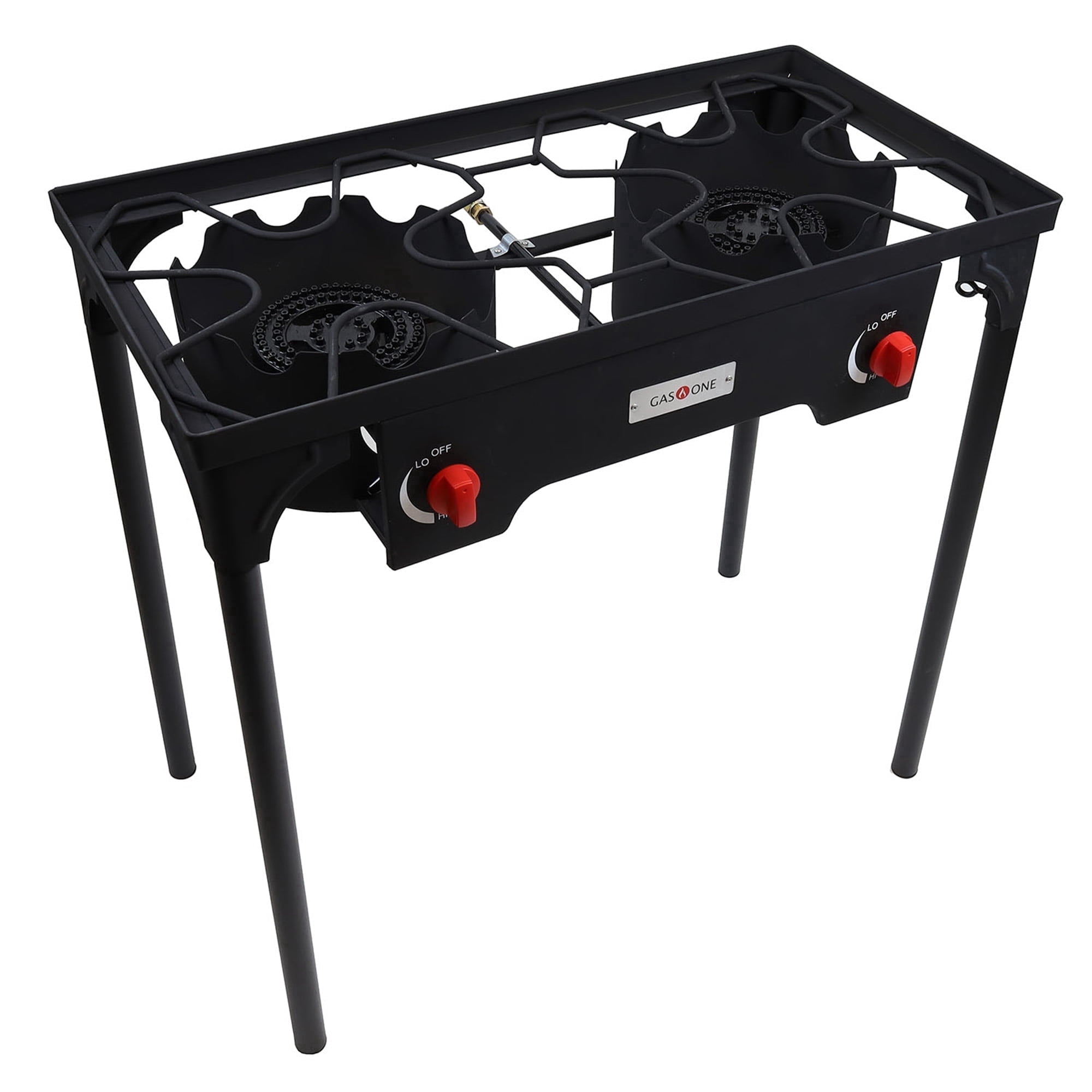 Gas One High Pressure Propane Double Burner Camp Stove (Black, 31 in x 16 in) ui7zl